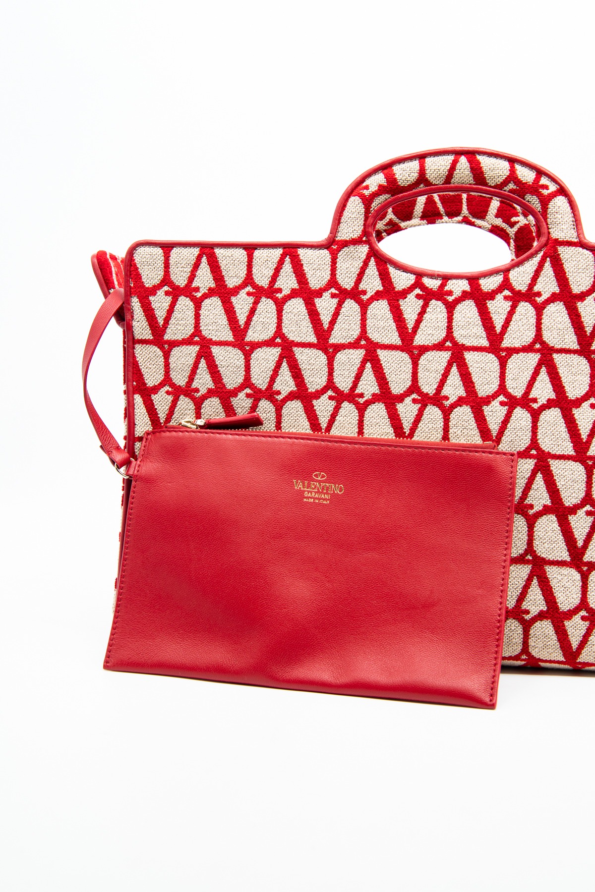 Valentino "Le Troisième Toile Iconographe" Shopper in Rot und Beige