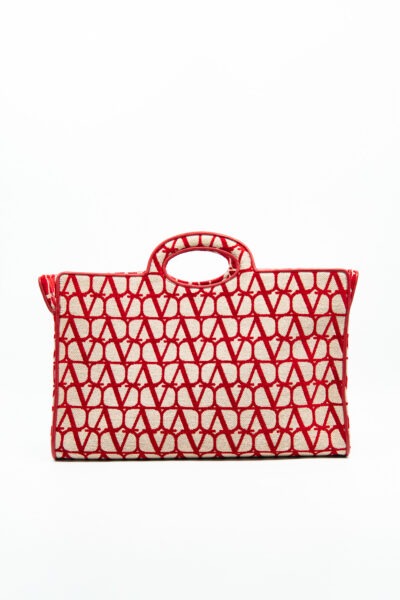 Valentino "Le Troisième Toile Iconographe" Shopper in Rot und Beige