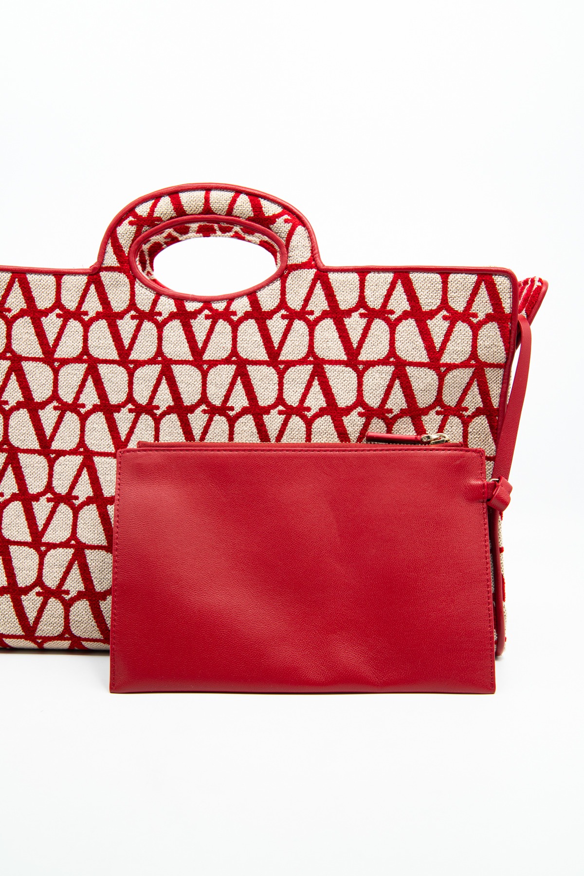 Valentino "Le Troisième Toile Iconographe" Shopper in Rot und Beige