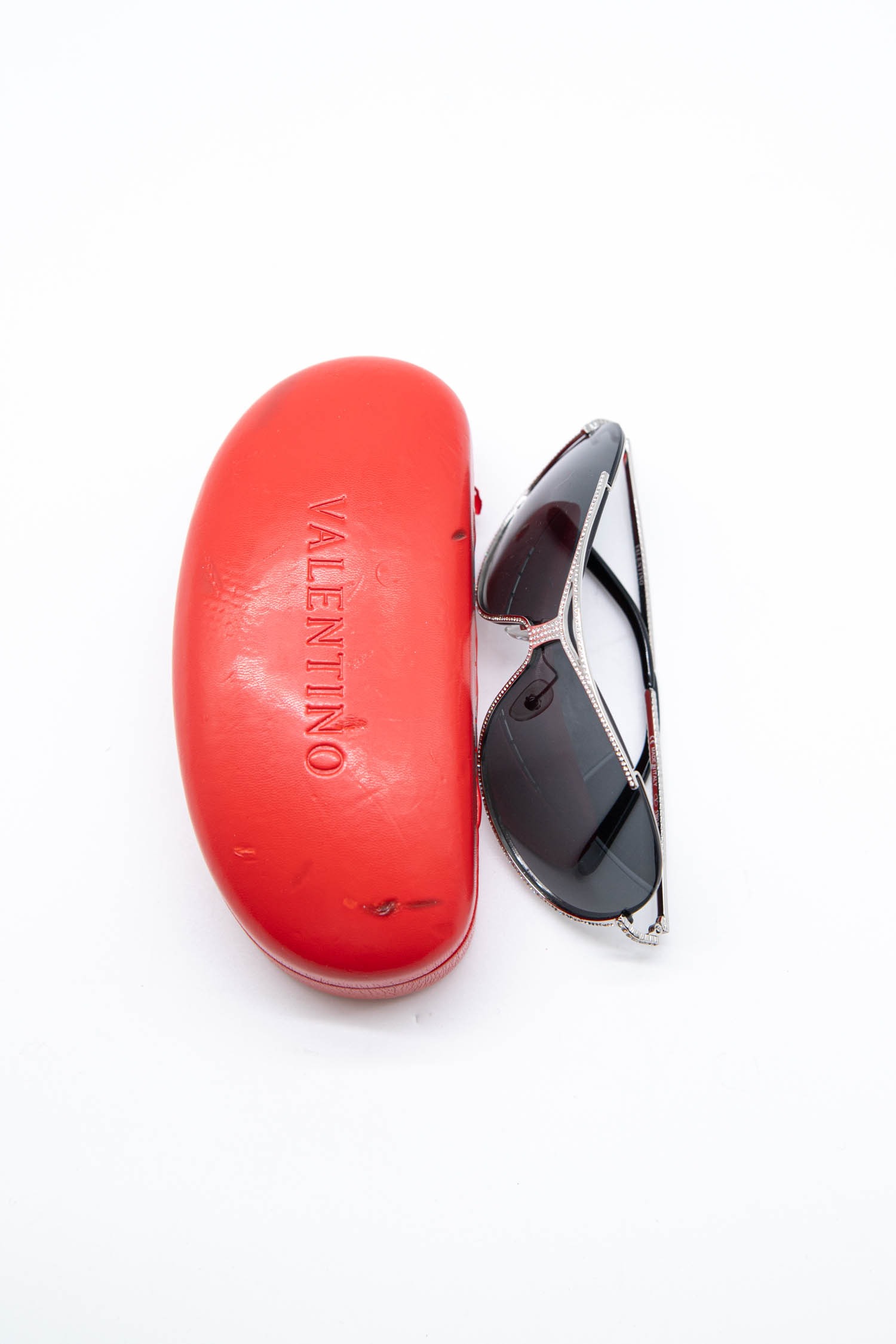 Valentino Sonnenbrille mit Glitzersteinen in Schwarz und Silber