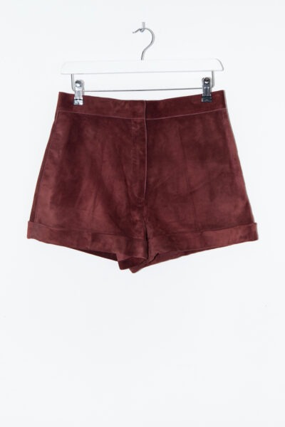 Valentino Shorts aus Veloursleder in Bordeauxrot