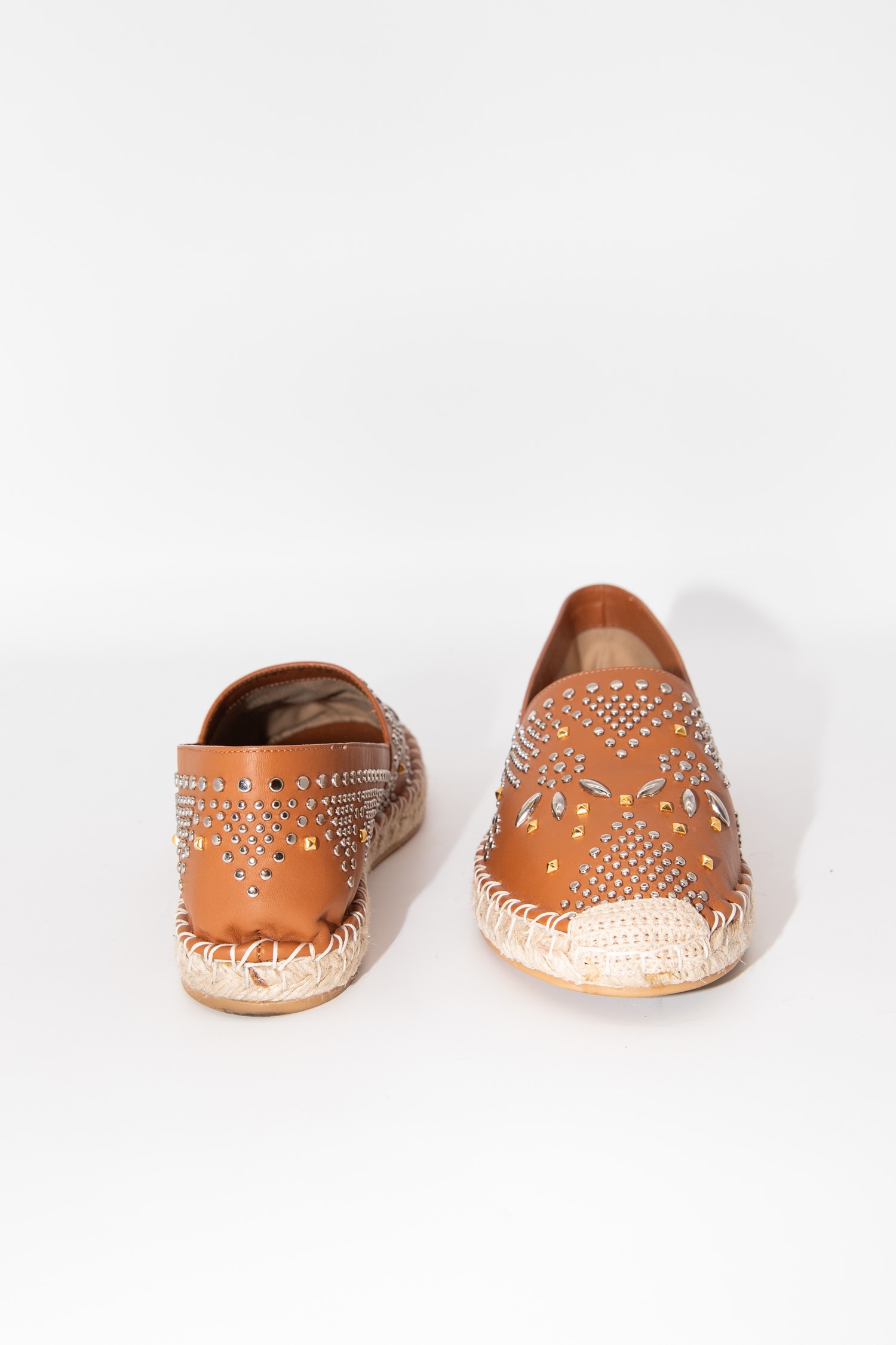 Valentino Espadrilles mit Nieten in Cognac