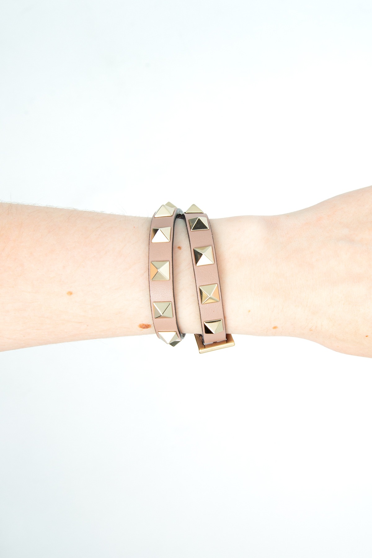 Valentino "Rockstud Double-Strap" Wickelarmband in Rosa und Gold