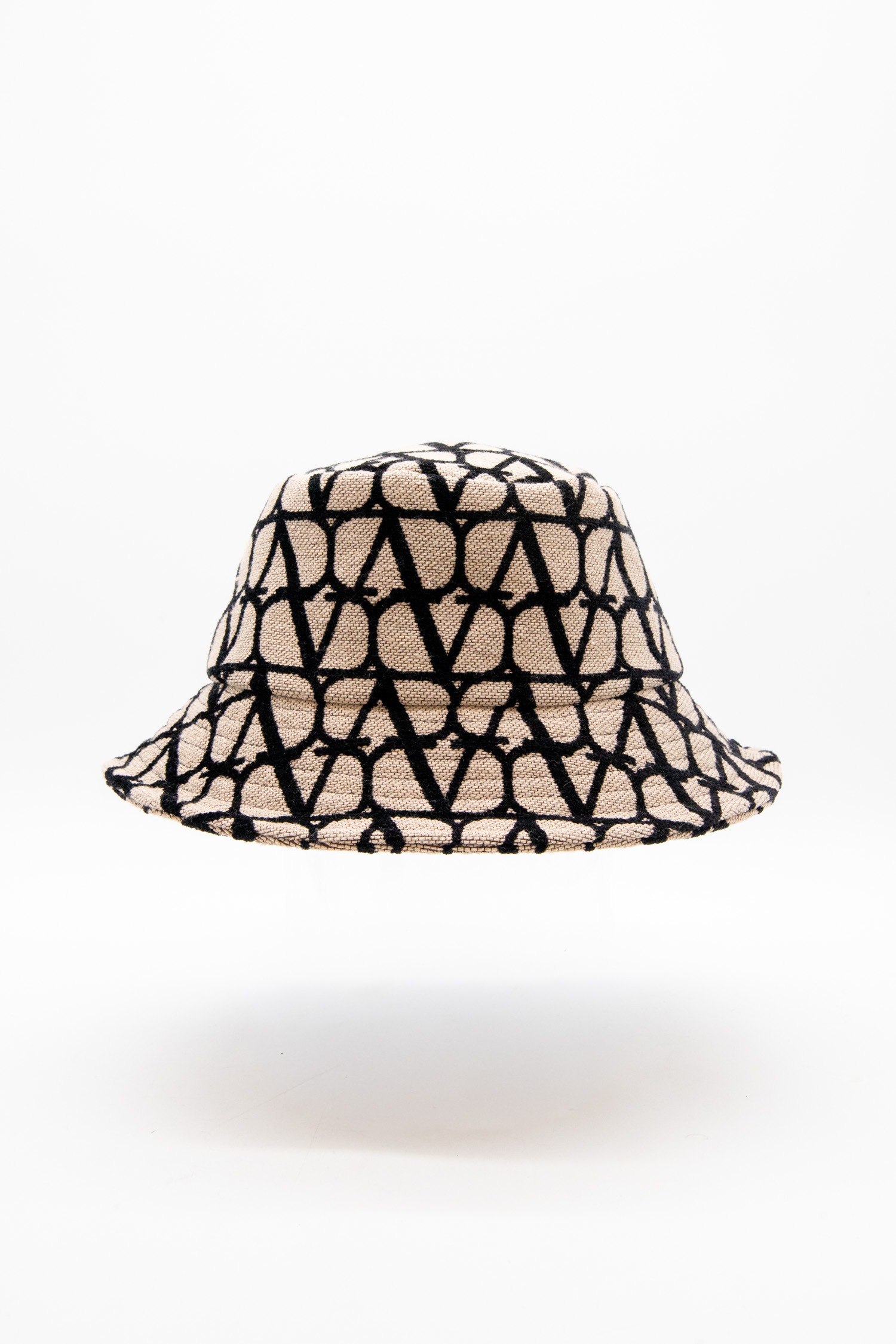 Valentino Monogramm Fischerhut in Beige und Schwarz