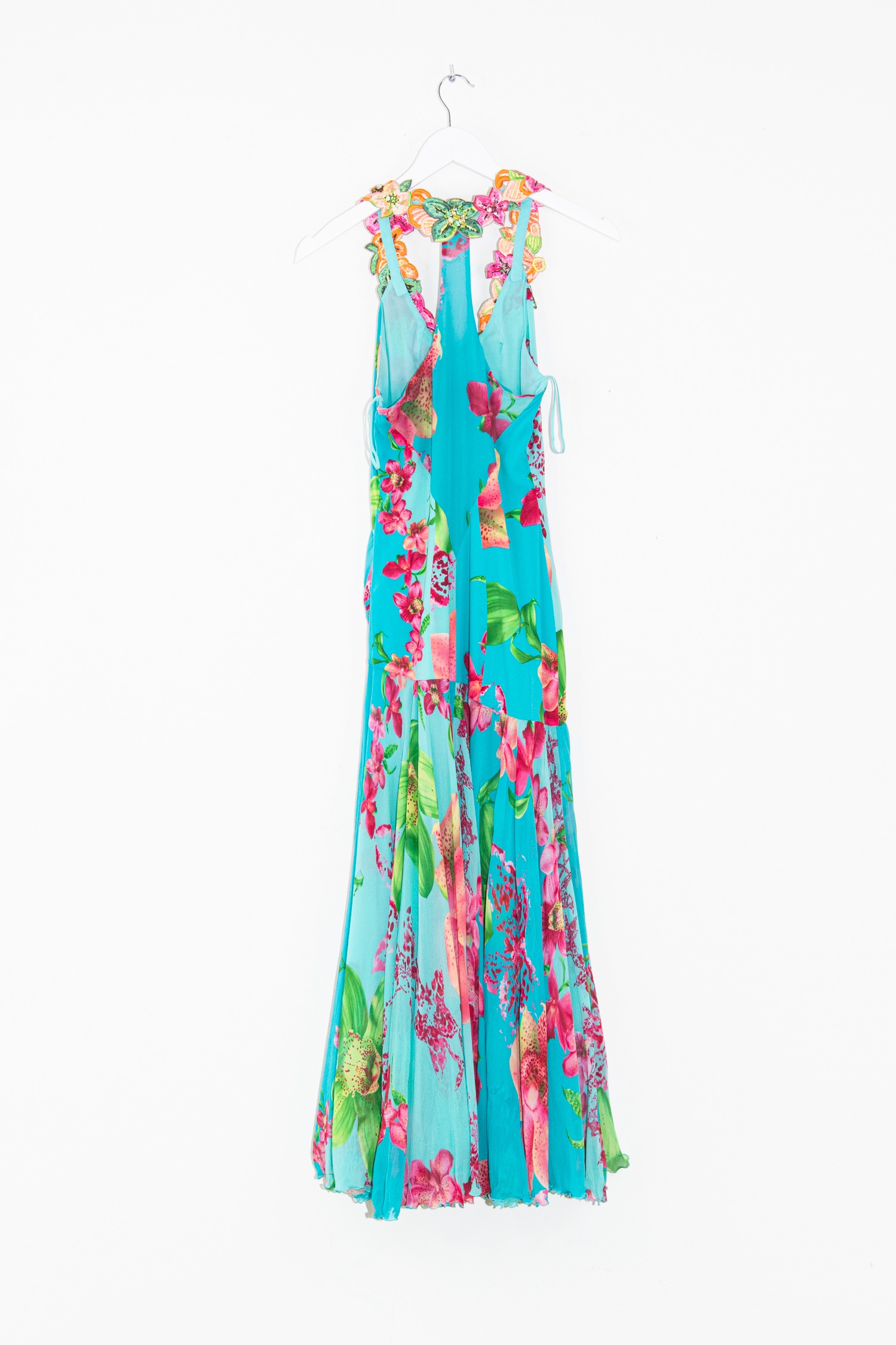 Versace Kleid mit Blumen-Print in Türkis und Bunt