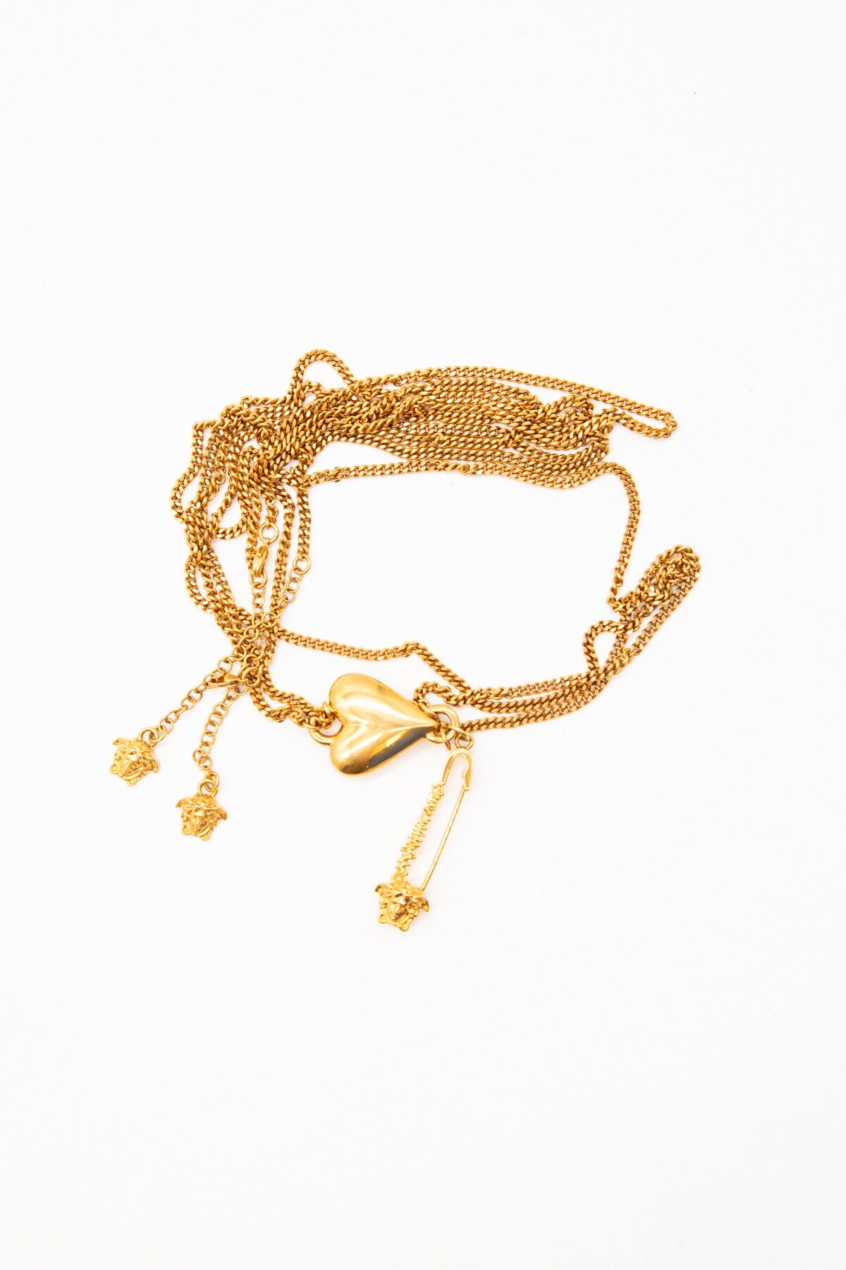 Versace Körperkette mit Herz und Sicherheitsnadel in Gold