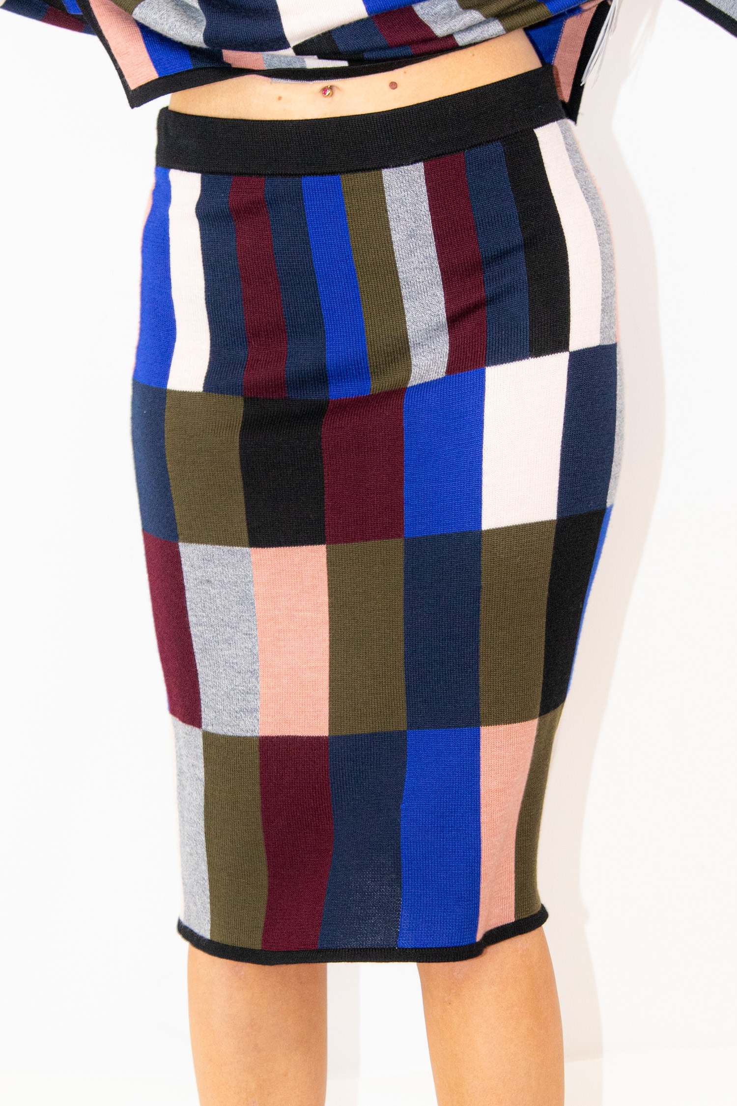 Victoria Beckham Midirock mit grafischem Farbblockmuster