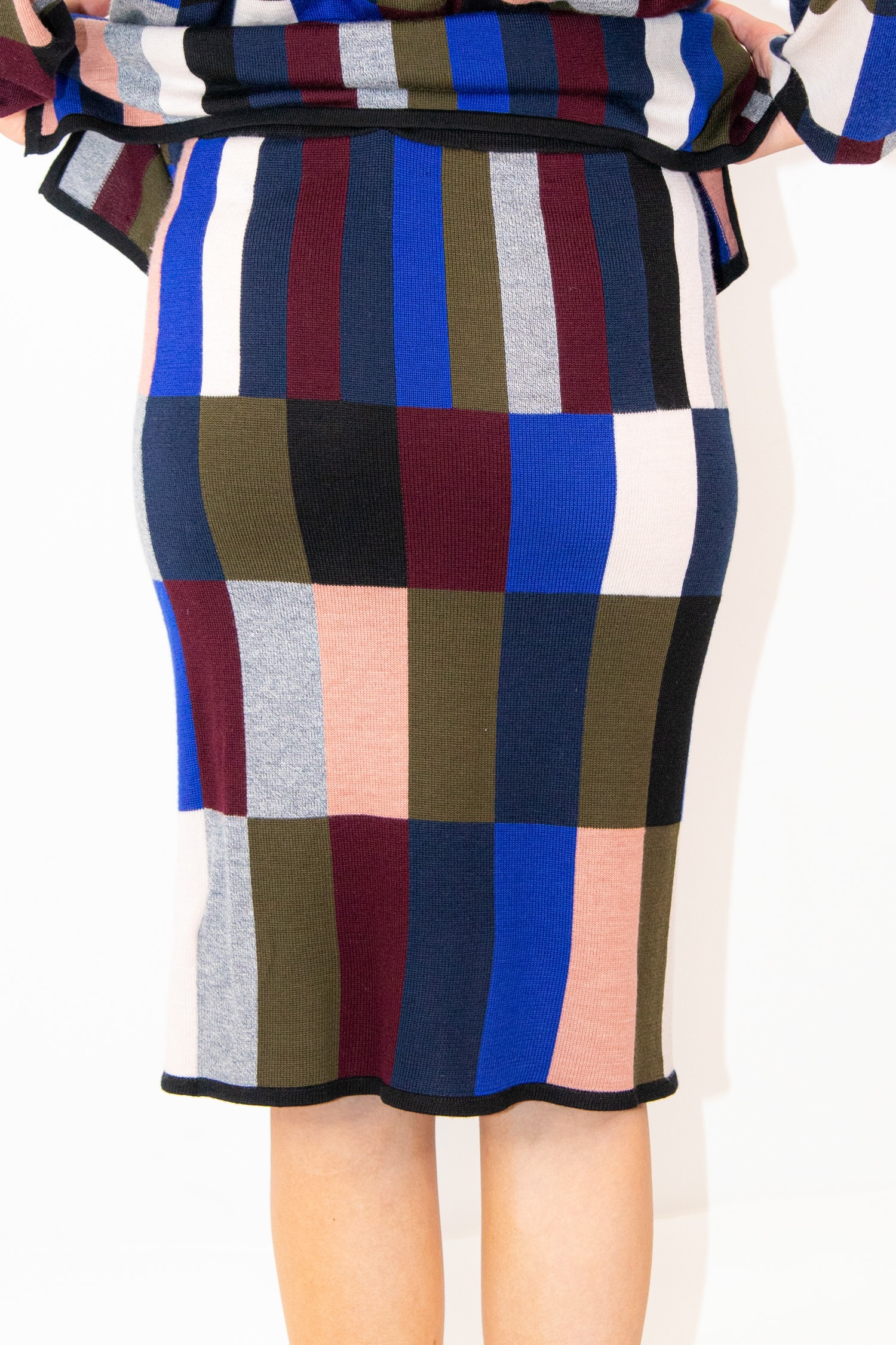 Victoria Beckham Midirock mit grafischem Farbblockmuster