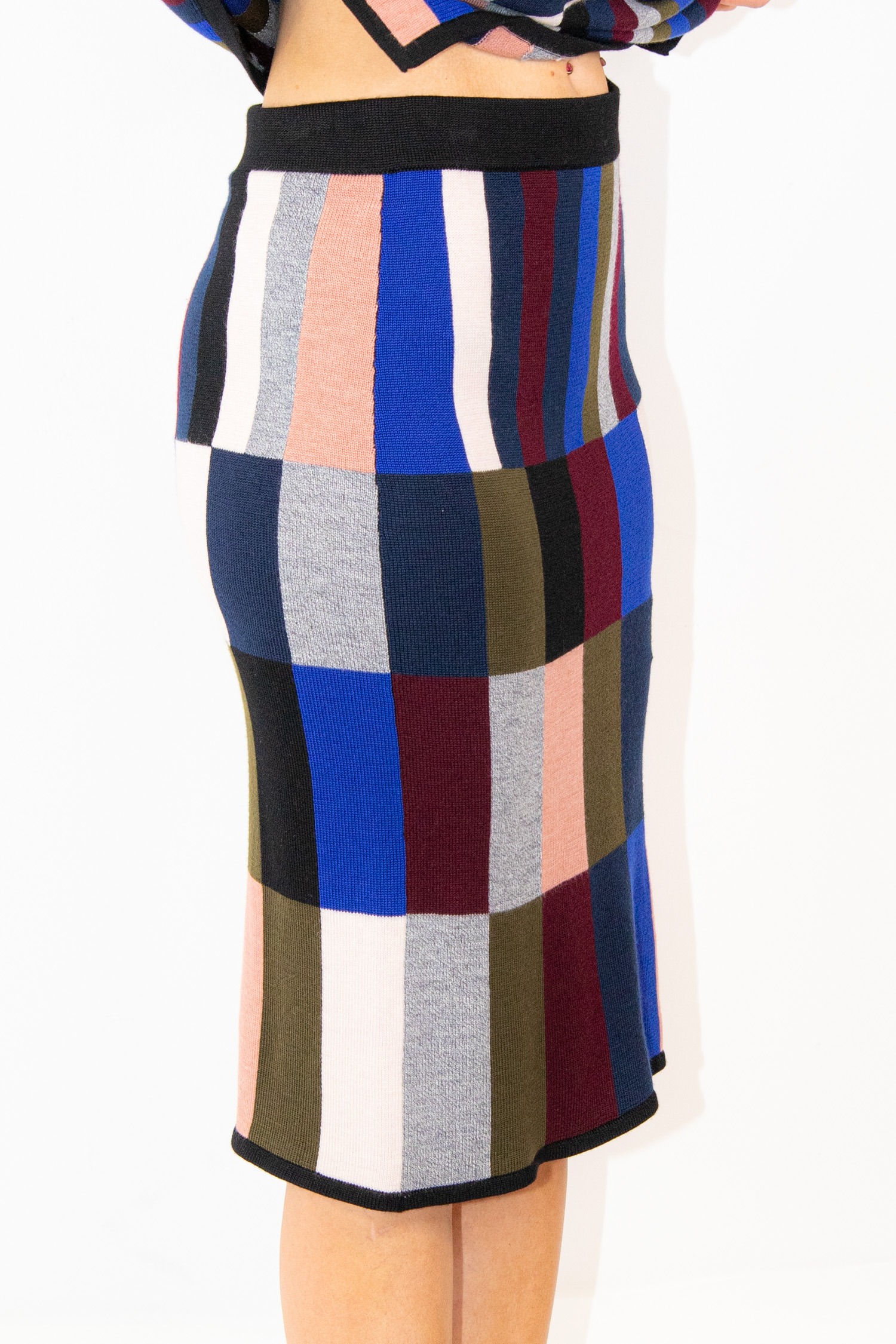 Victoria Beckham Midirock mit grafischem Farbblockmuster