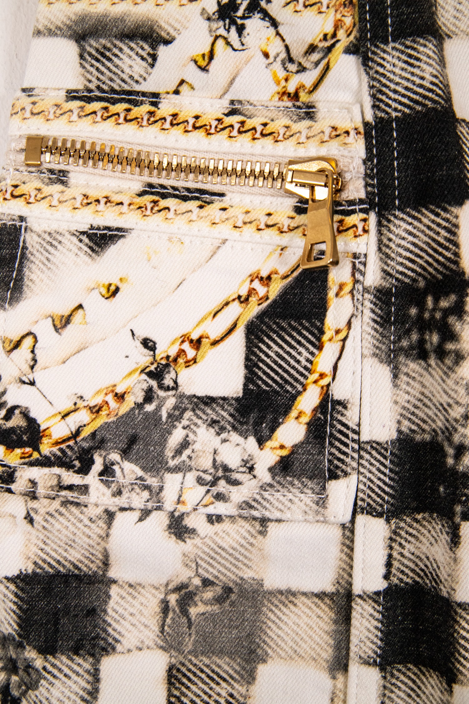 Balmain Vintage Minirock in Ecru, Gold und Schwarz