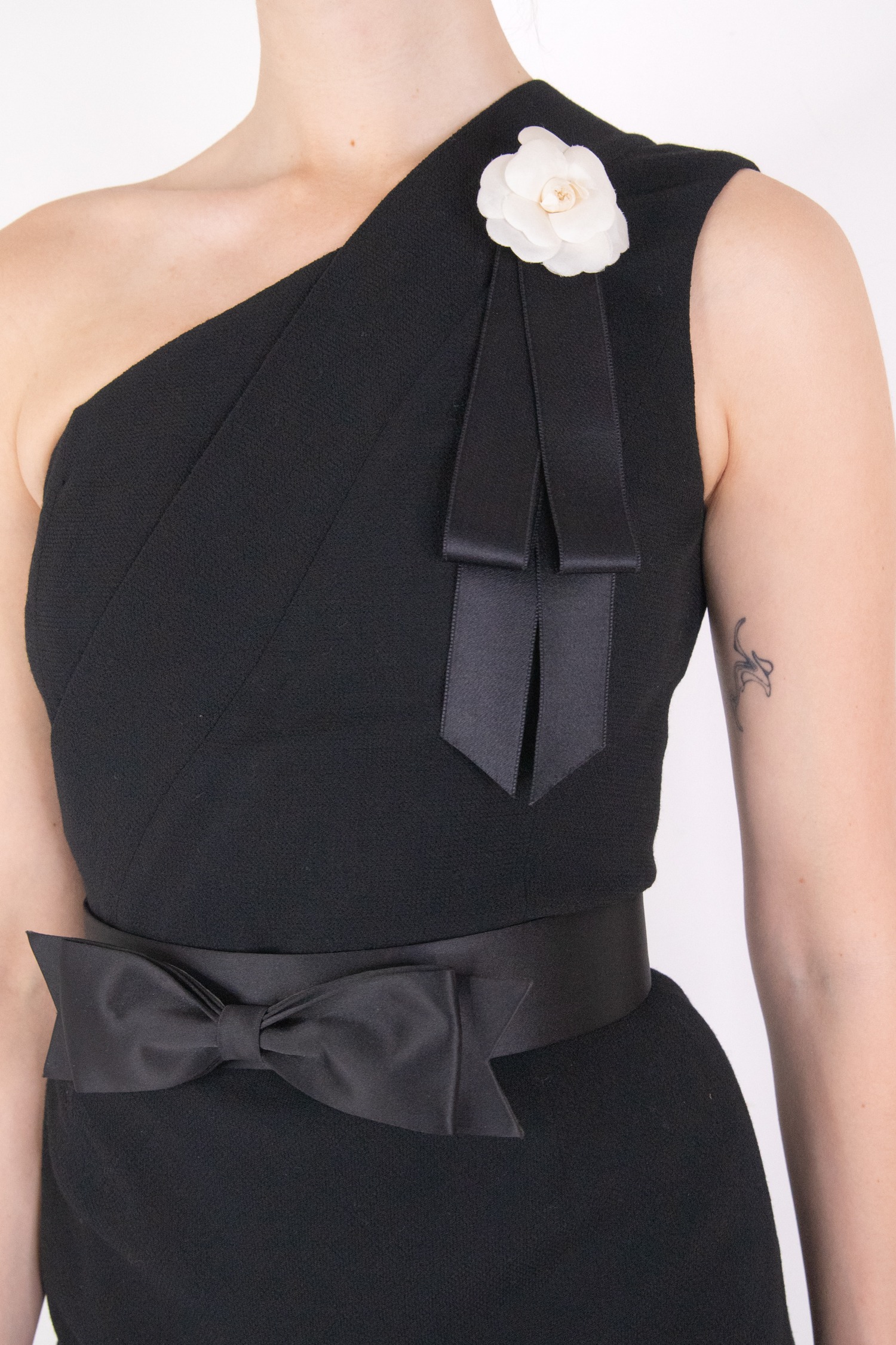 Chanel Vintage One-Shoulder Kleid in Schwarz