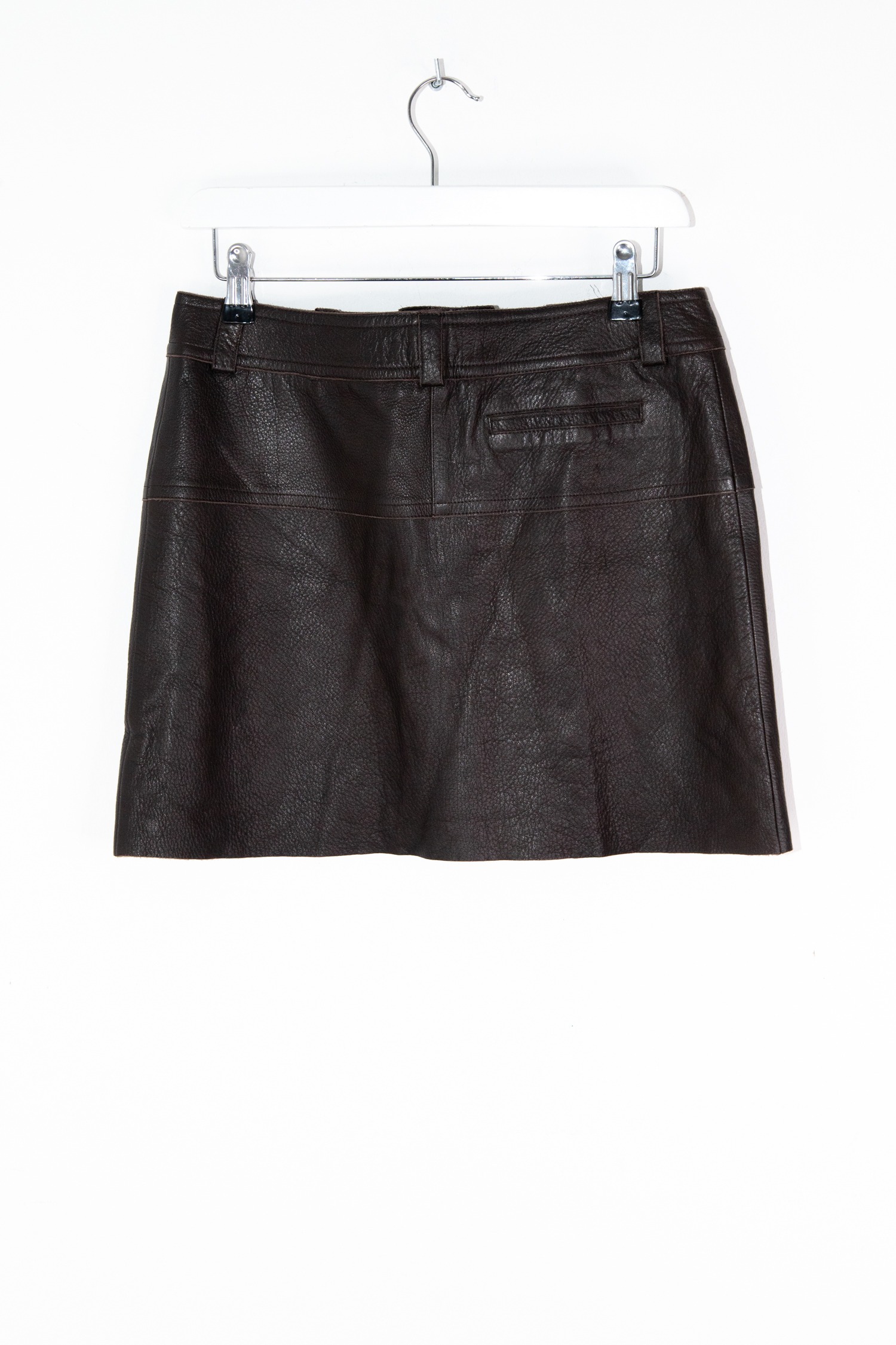 Chloé Minirock aus Leder in Dunkelbraun und Antikgold