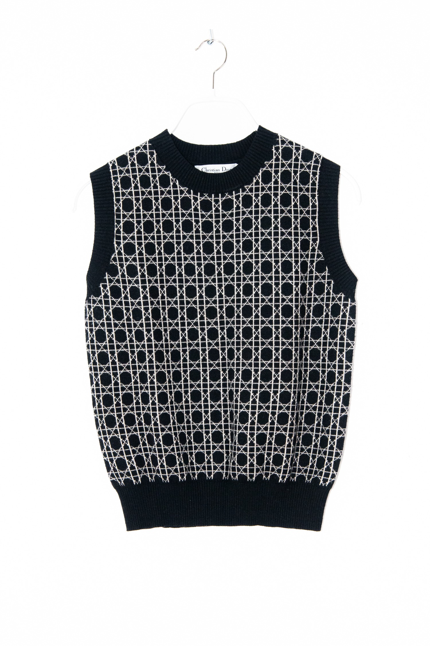 Vintage Dior Pullunder mit grafischem Muster in Schwarz und Weiß