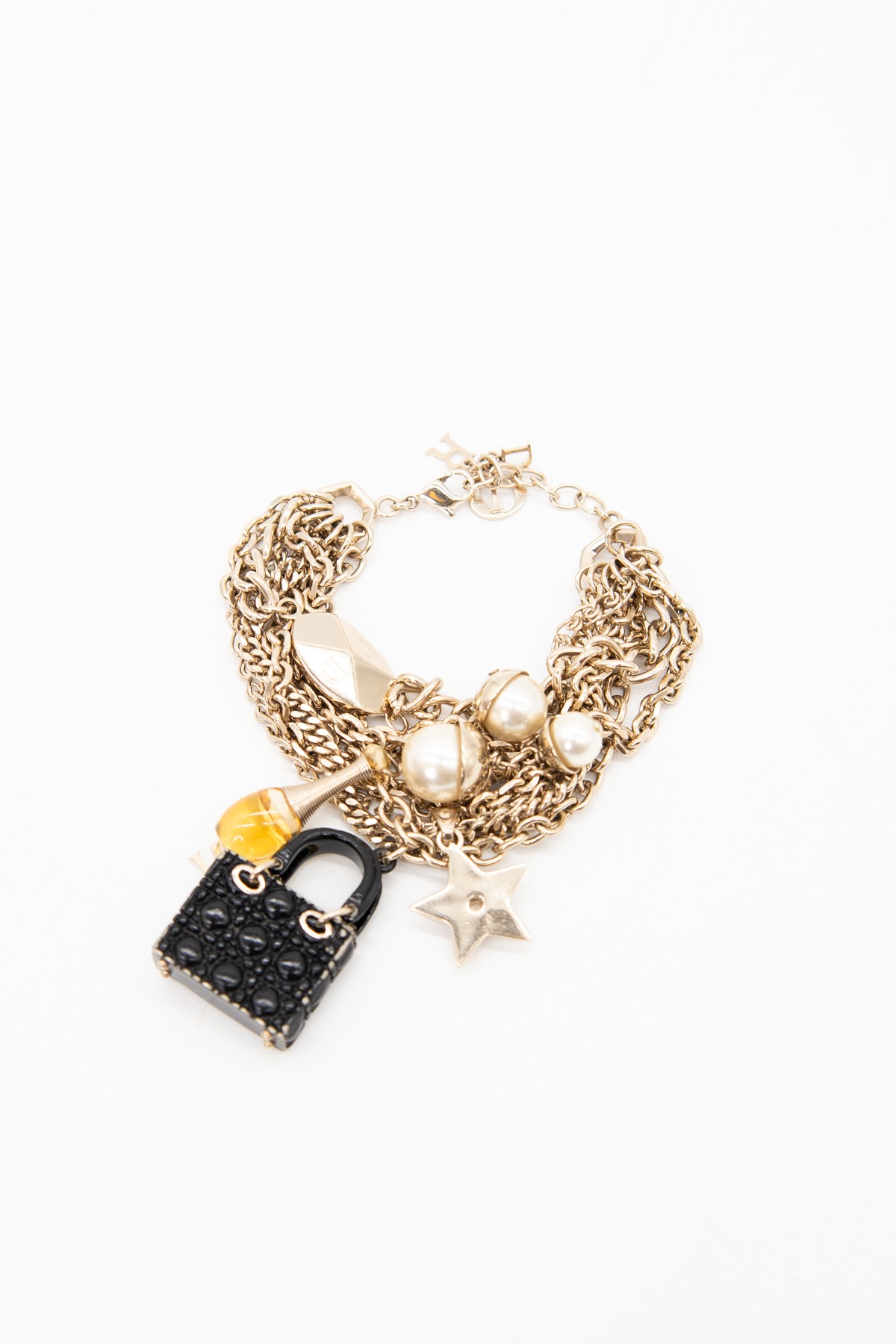 Dior Vintage Armband mit Anhängern in Gold und Schwarz