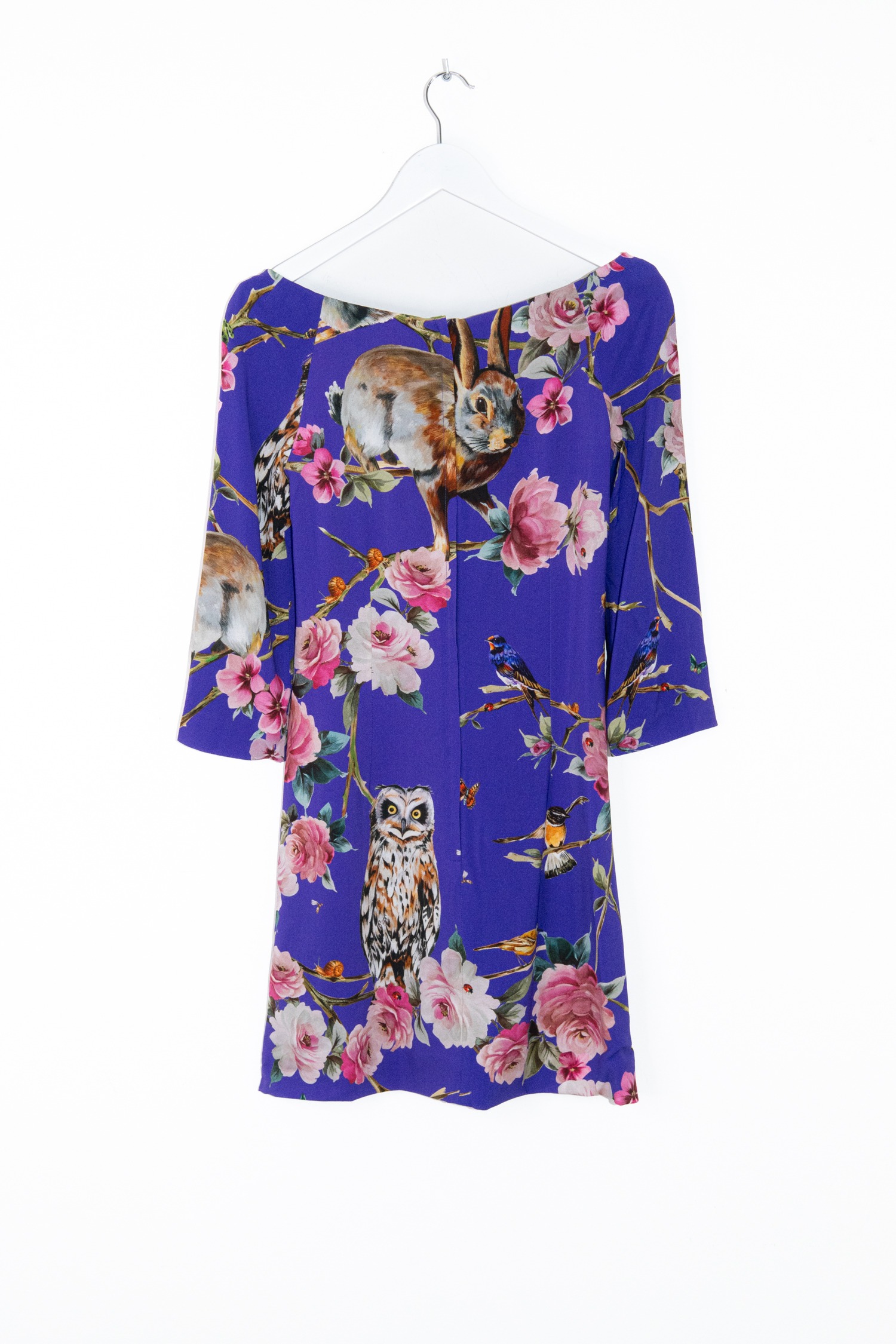 Dolce & Gabbana Kleid in Lila mit Tiermotiv und Blumen