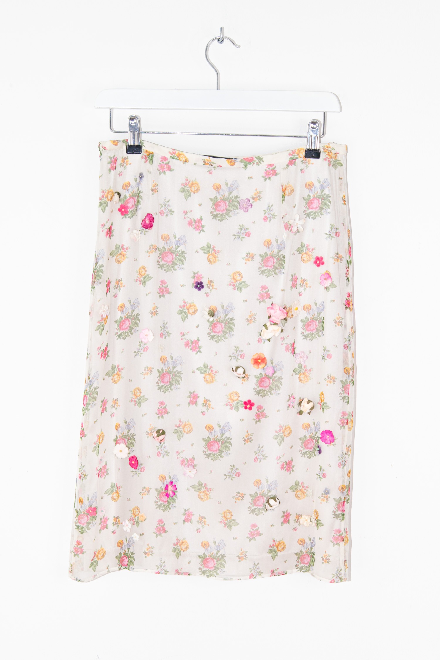 Vintage Dolce & Gabbana Rock mit Blumenmuster in Hellgrau