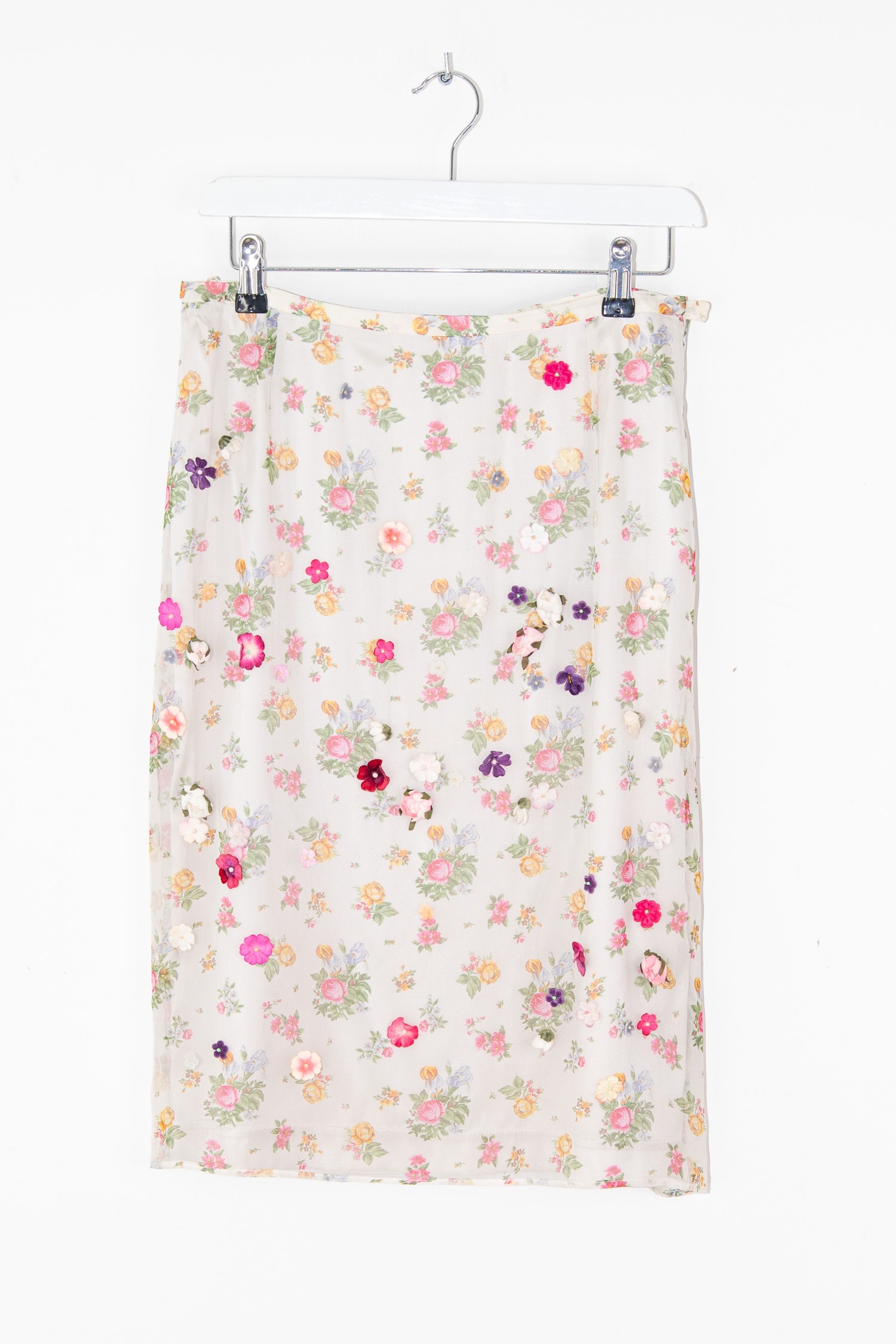 Vintage Dolce & Gabbana Rock mit Blumenmuster in Hellgrau