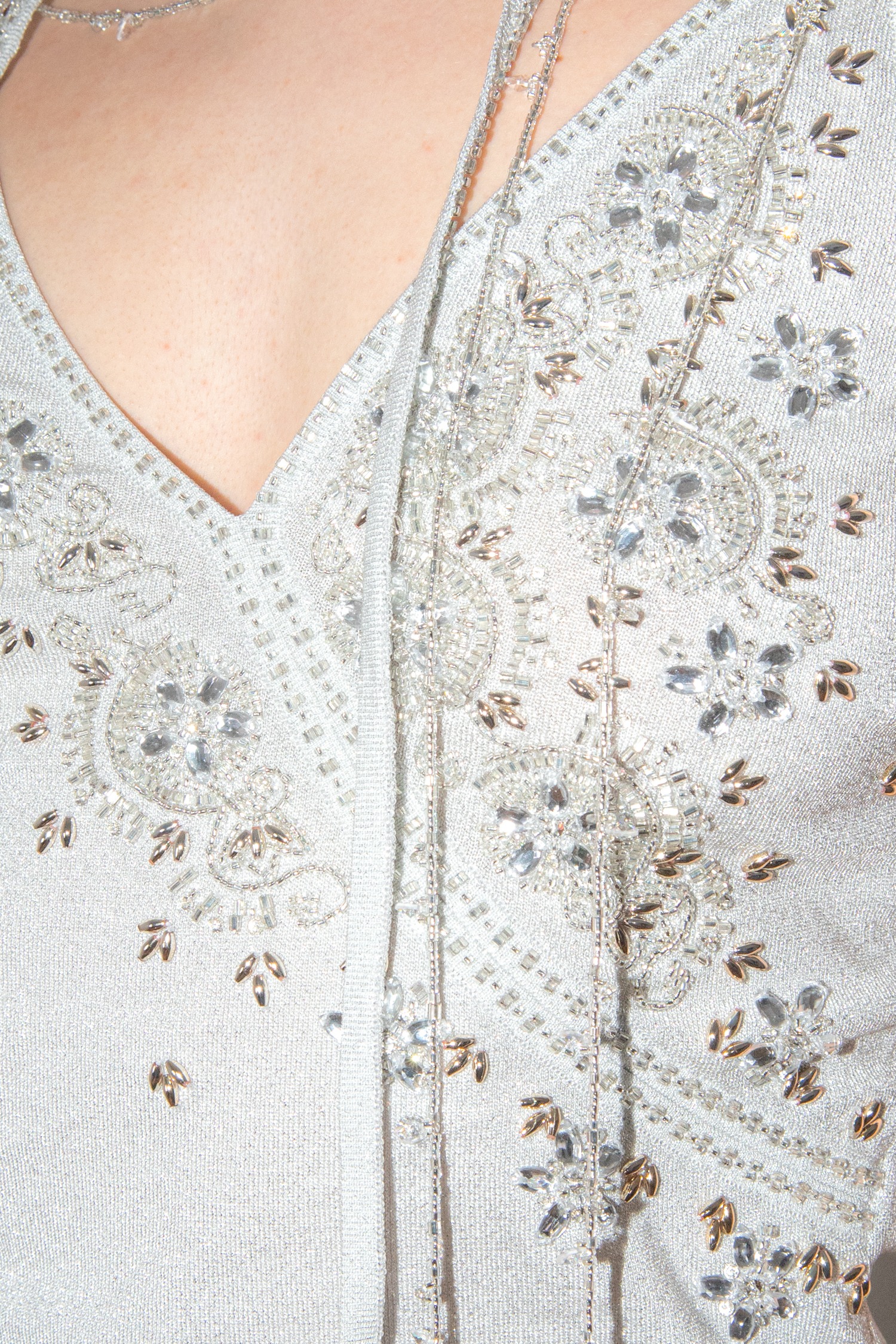 Escada Vintage Top mit Perlen in Grau und Silber