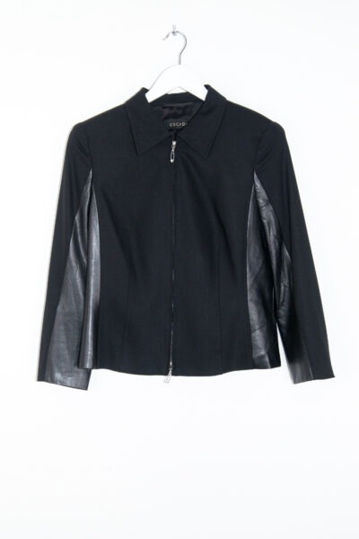 Escada Vintage Jacke mit Lederdetails und Reißverschluss in Schwarz
