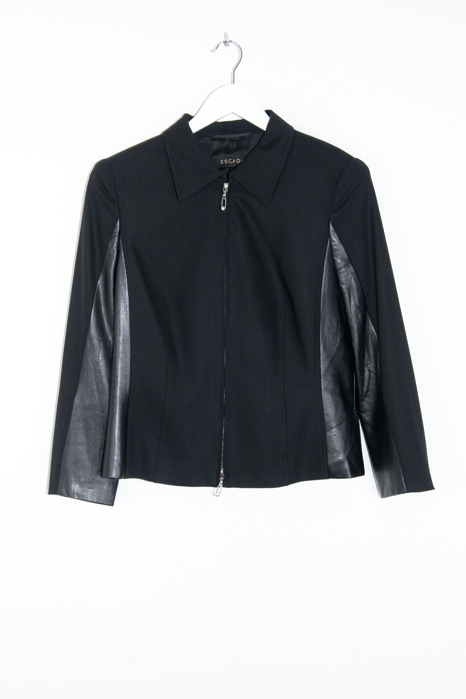 Escada Vintage Jacke mit Lederdetails und Reißverschluss in Schwarz