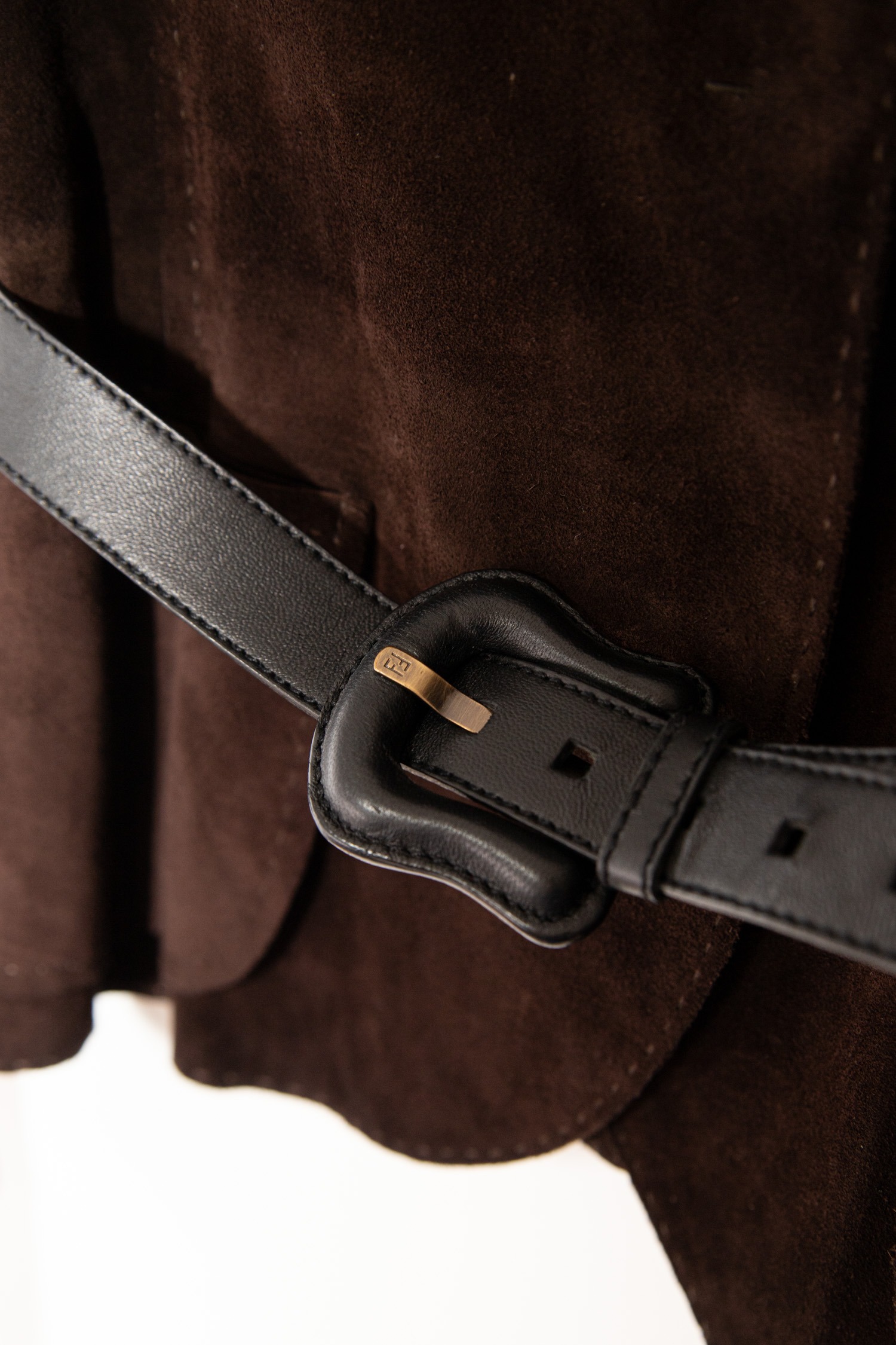 Vintage Fendi Lederjacke mit Gürtel in Dunkelbraun