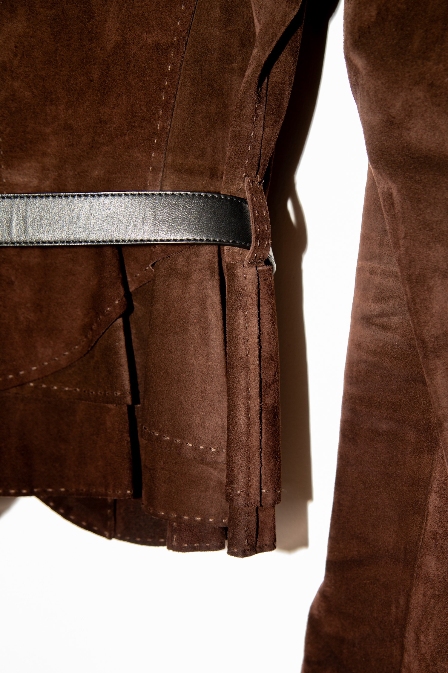 Vintage Fendi Lederjacke mit Gürtel in Dunkelbraun