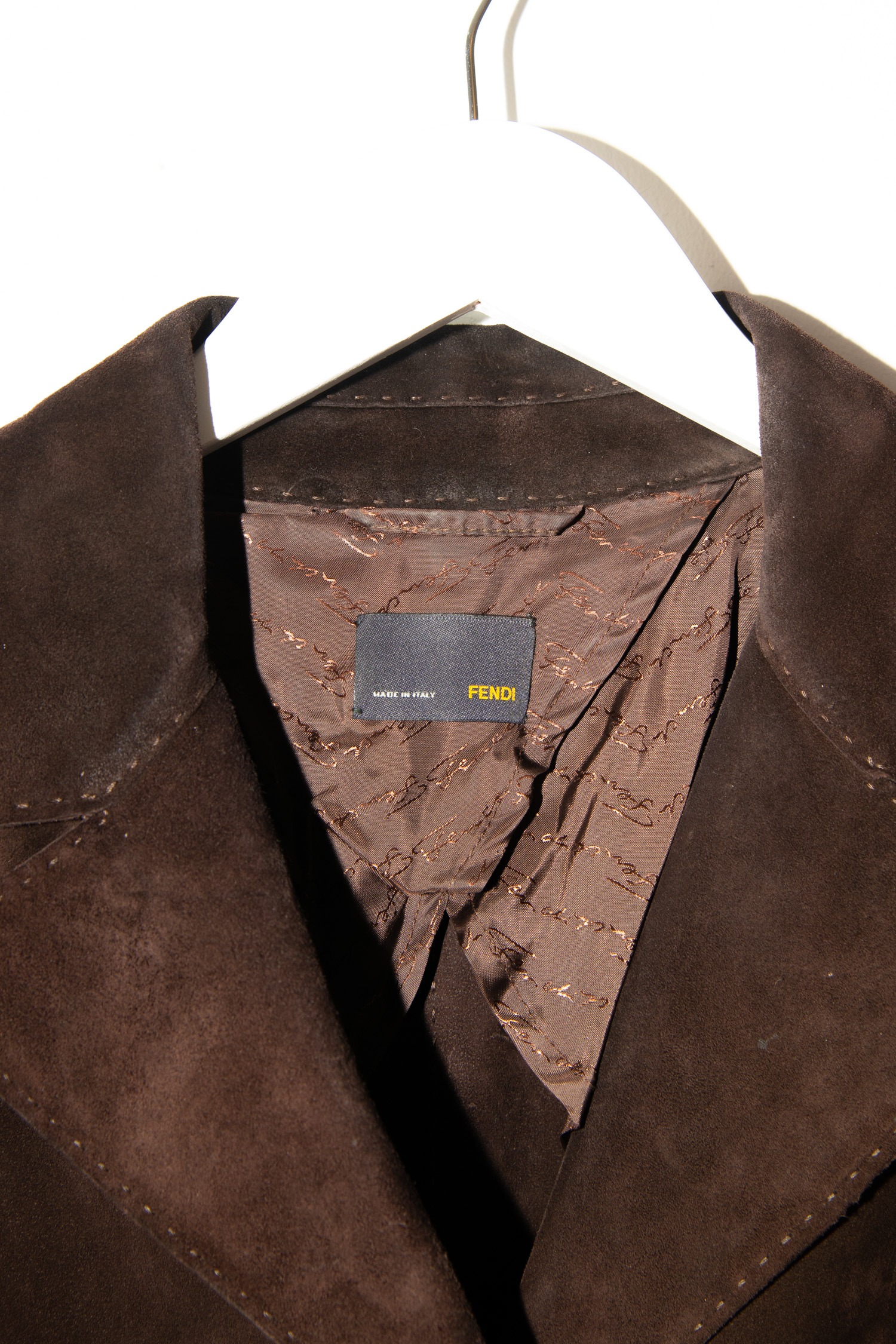 Vintage Fendi Lederjacke mit Gürtel in Dunkelbraun