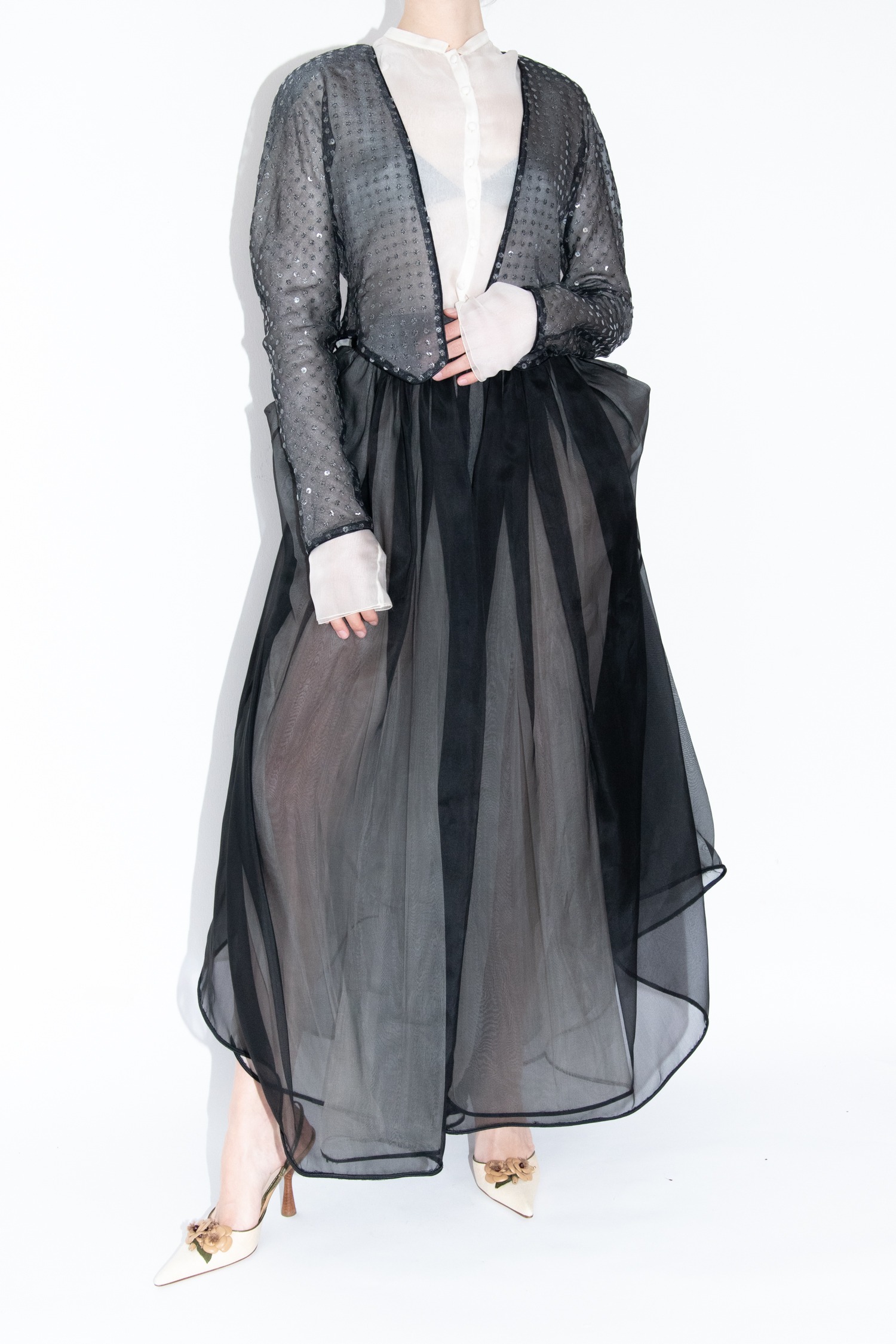 Giorgio Armani Vintage extravagantes Set aus Bluse, Blazer und Maxi-Hose