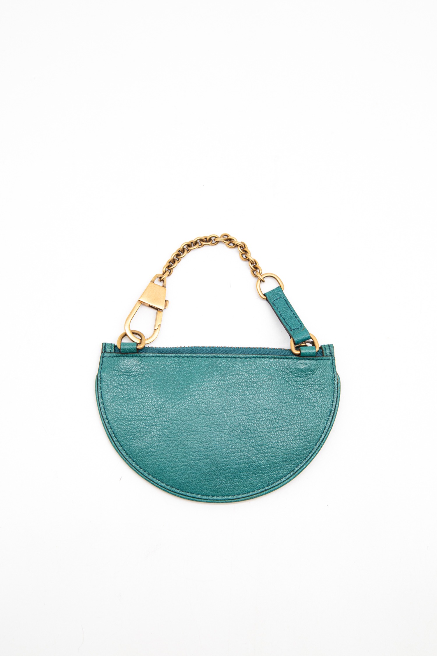 Gucci Vintage Münzbörse aus Leder in Petrol und Gold