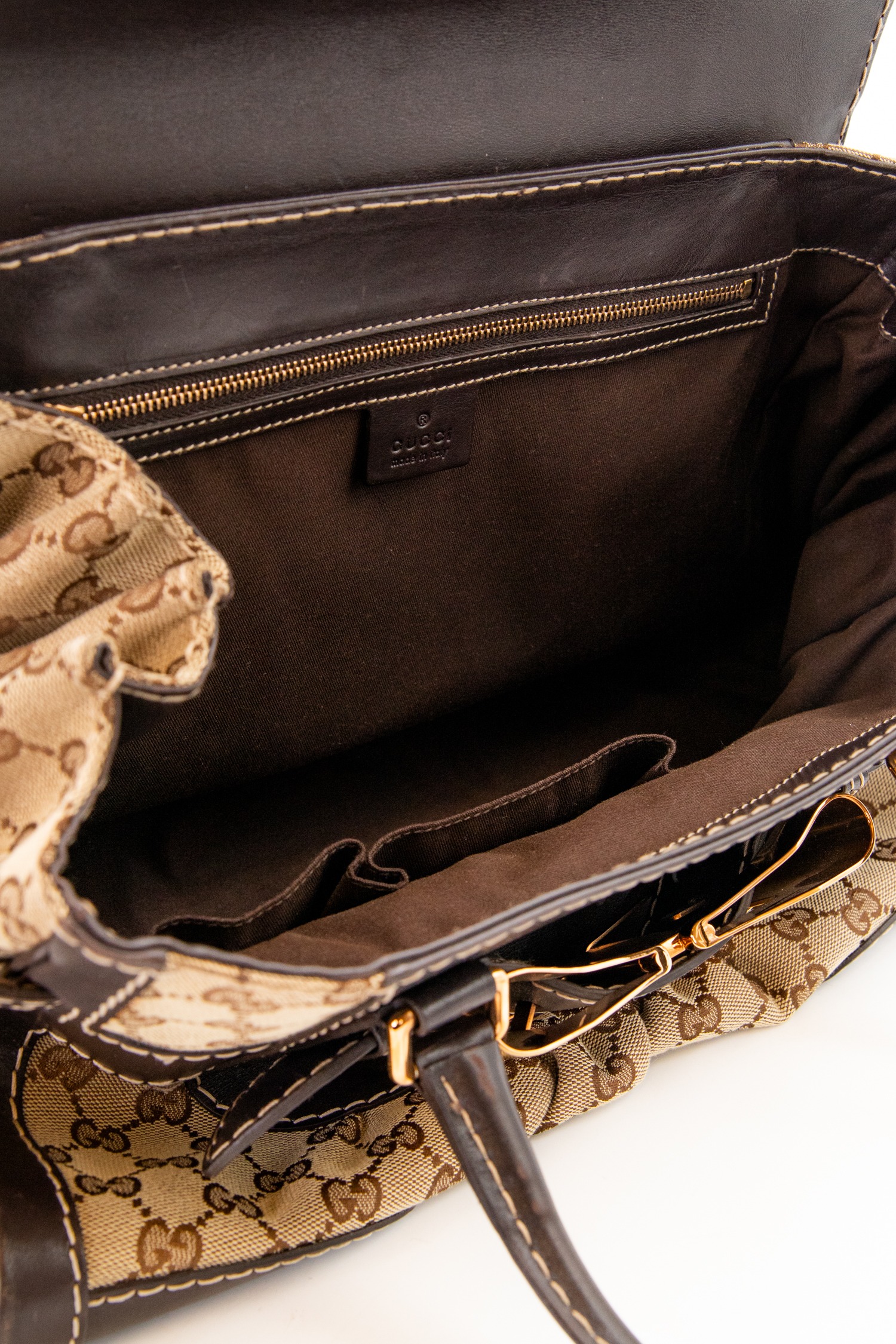 Gucci "Dialux Queen" Handtasche in Beige und Dunkelbraun