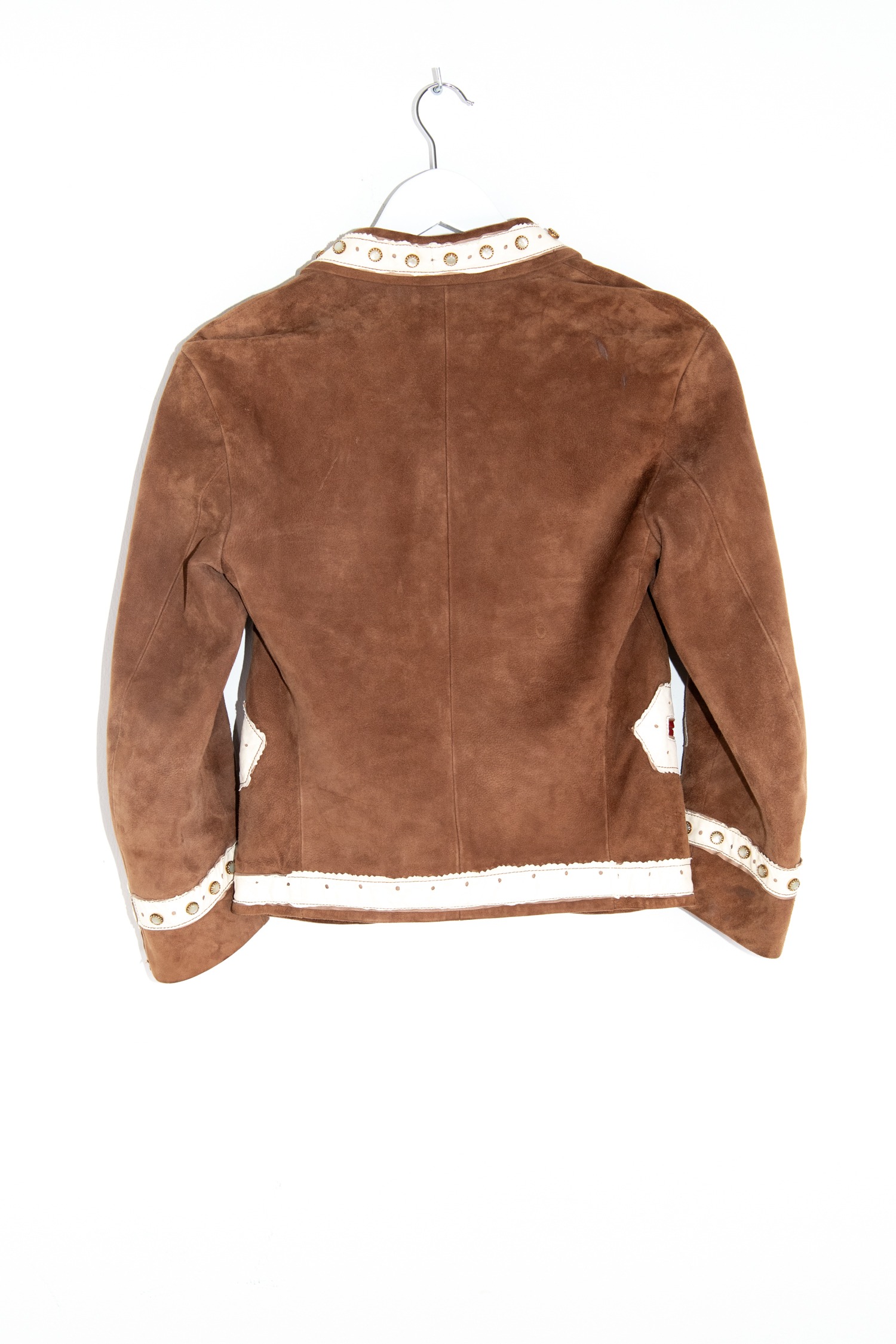 Gucci Vintage Lederjacke in Braun, Ecru und Gold