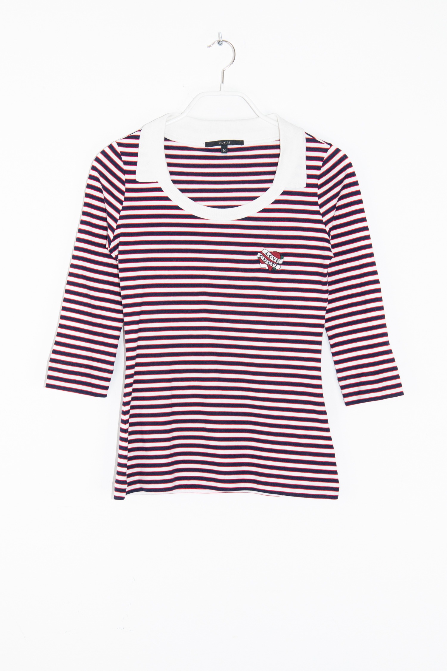 Gucci Vintage Oberteil mit 3/4-Ärmeln gestreift in rot, weiß, blau