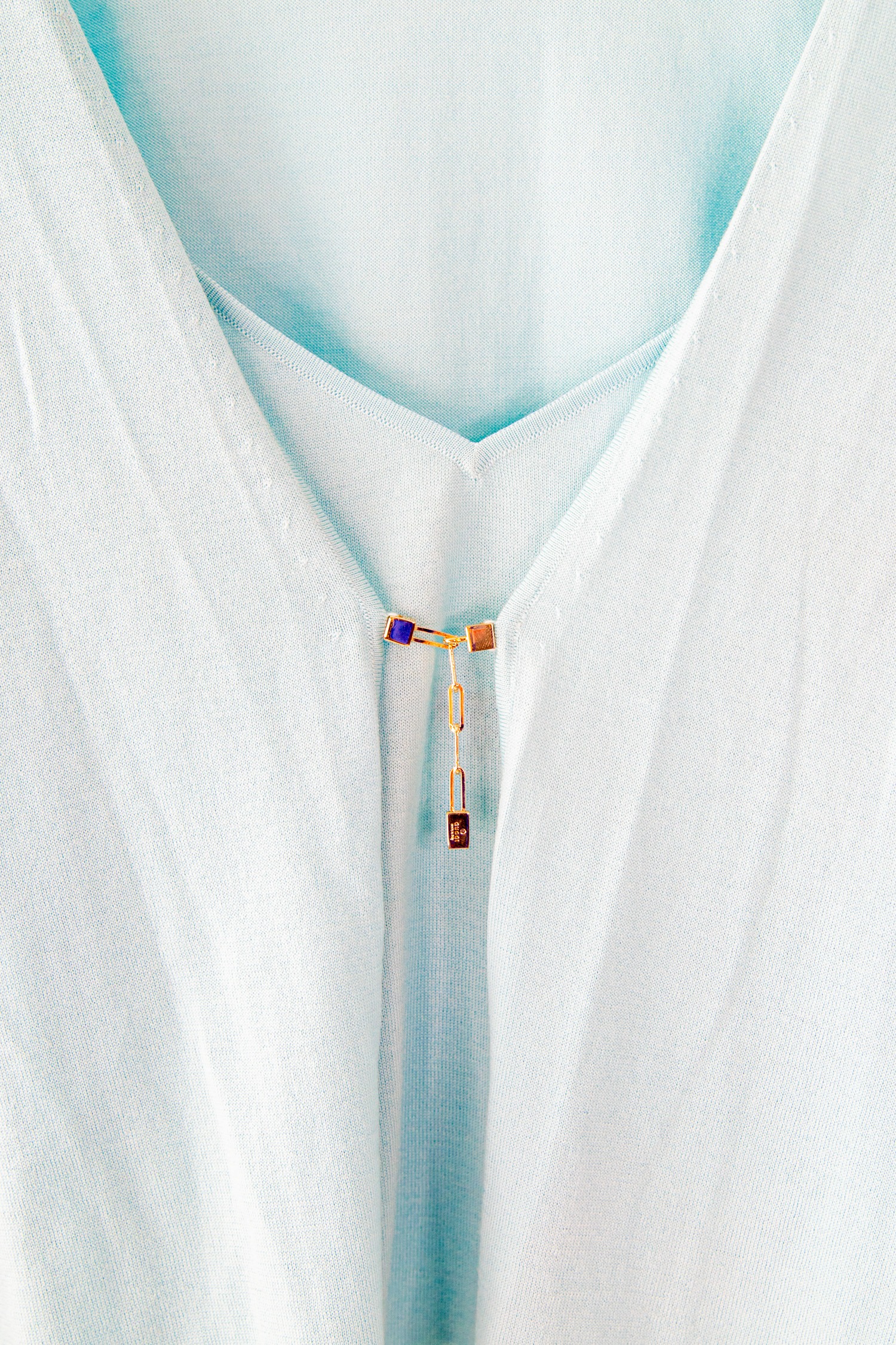 Vintage Gucci Strickset aus Top und Strickjacke in Helltürkis