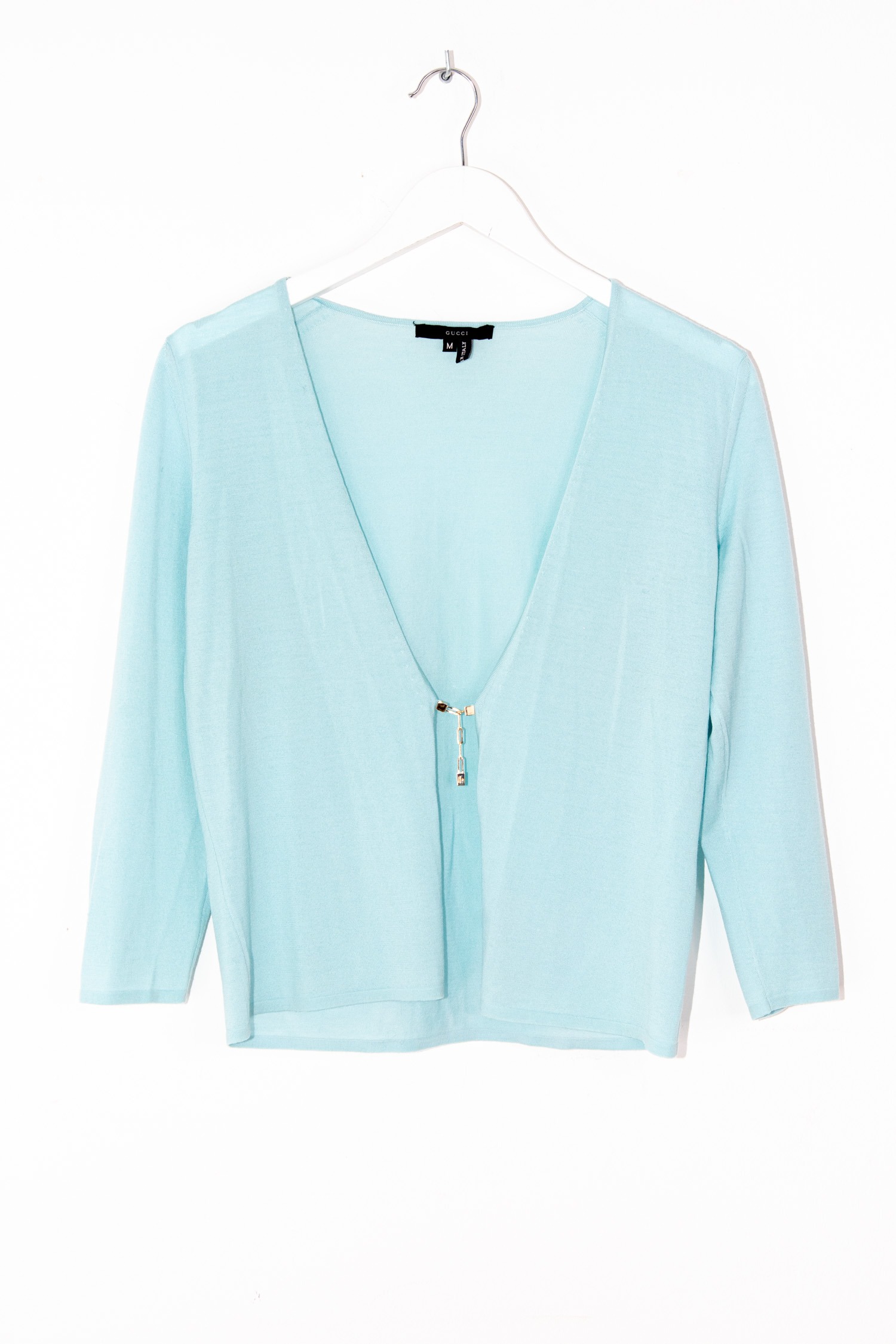 Vintage Gucci Strickset aus Top und Strickjacke in Helltürkis