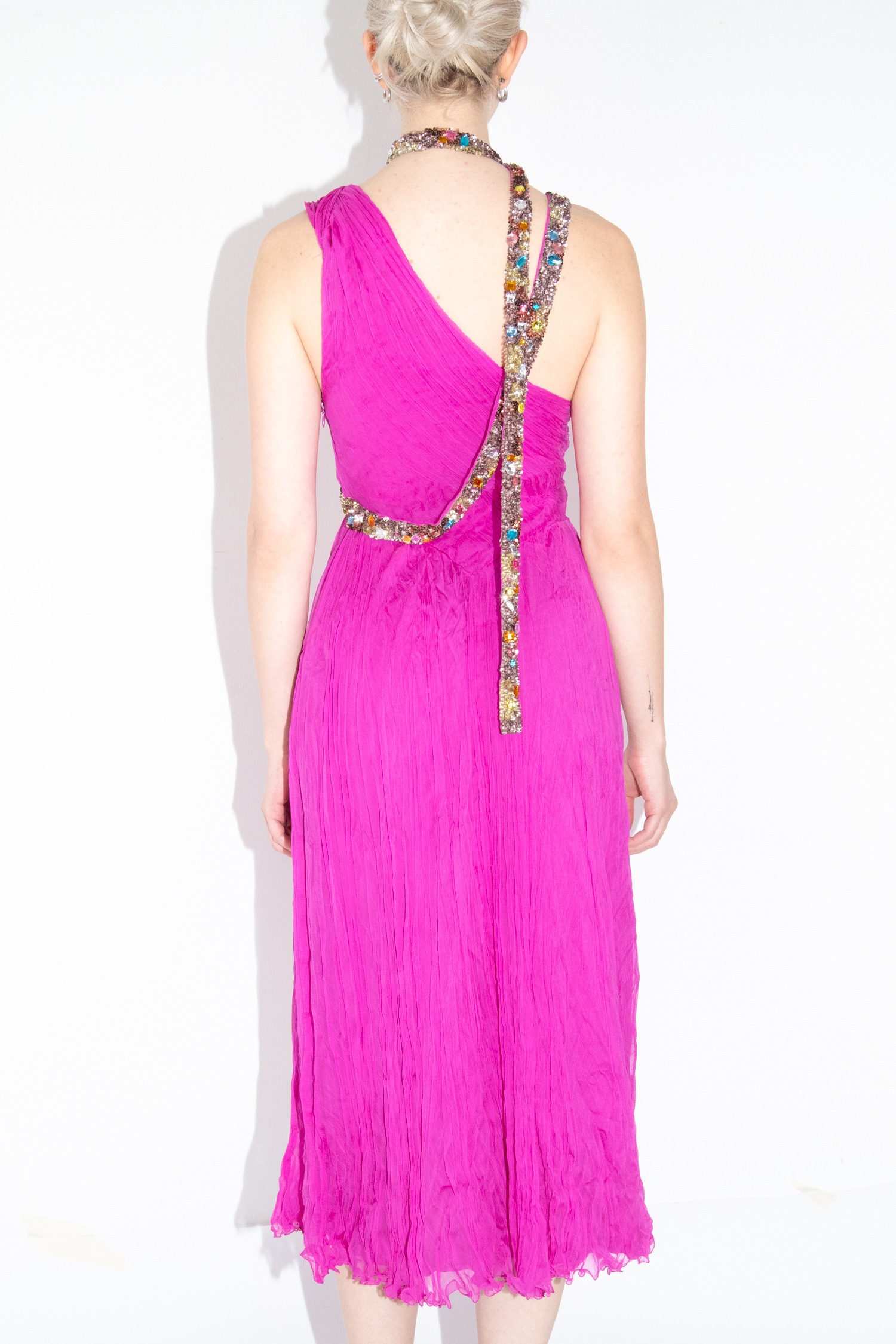 La Perla Vintage Kleid aus Seidenchiffon in Lila und Bunt