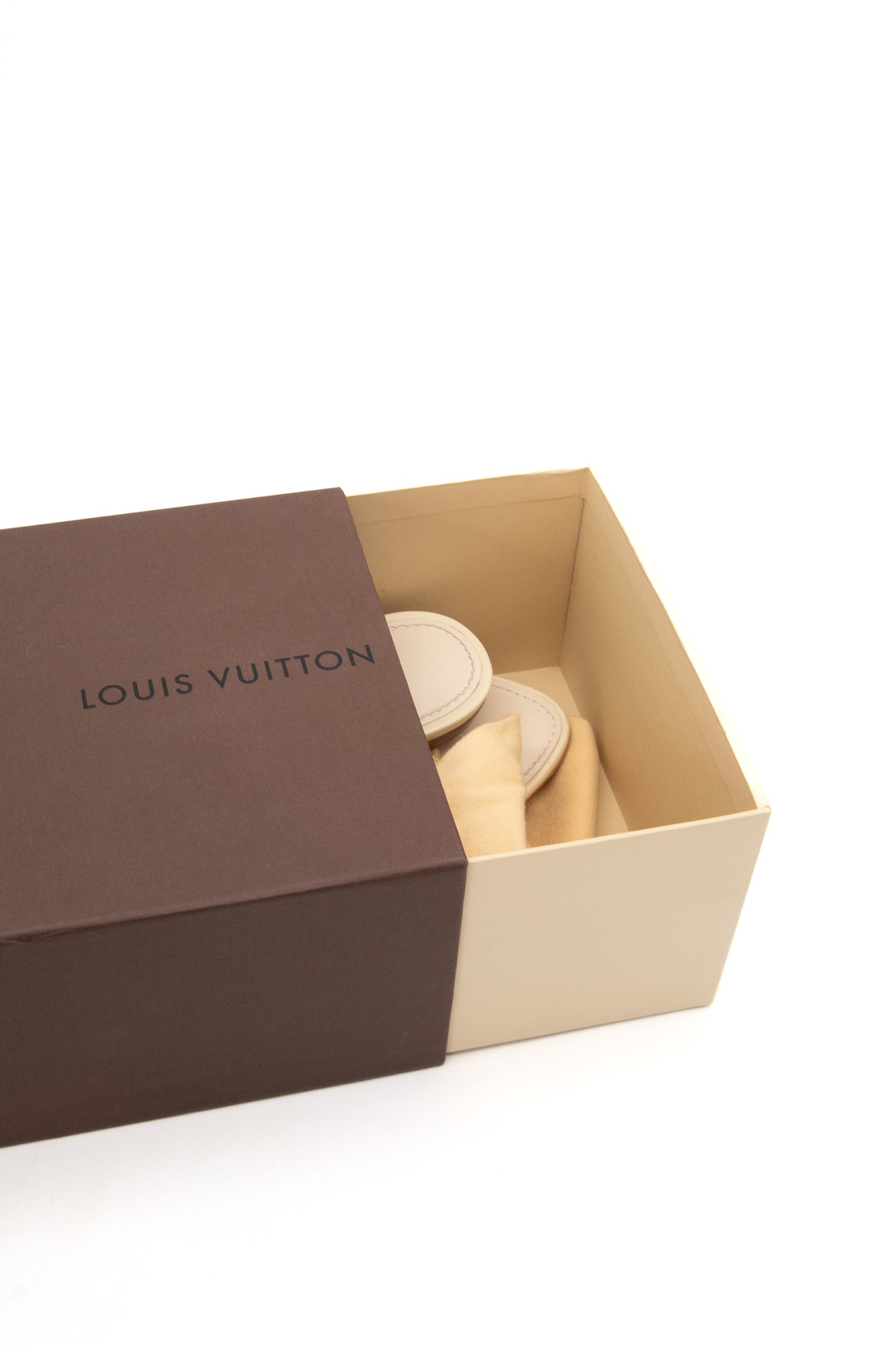 Louis Vuitton Vintage Sandale in Ecru und Gold