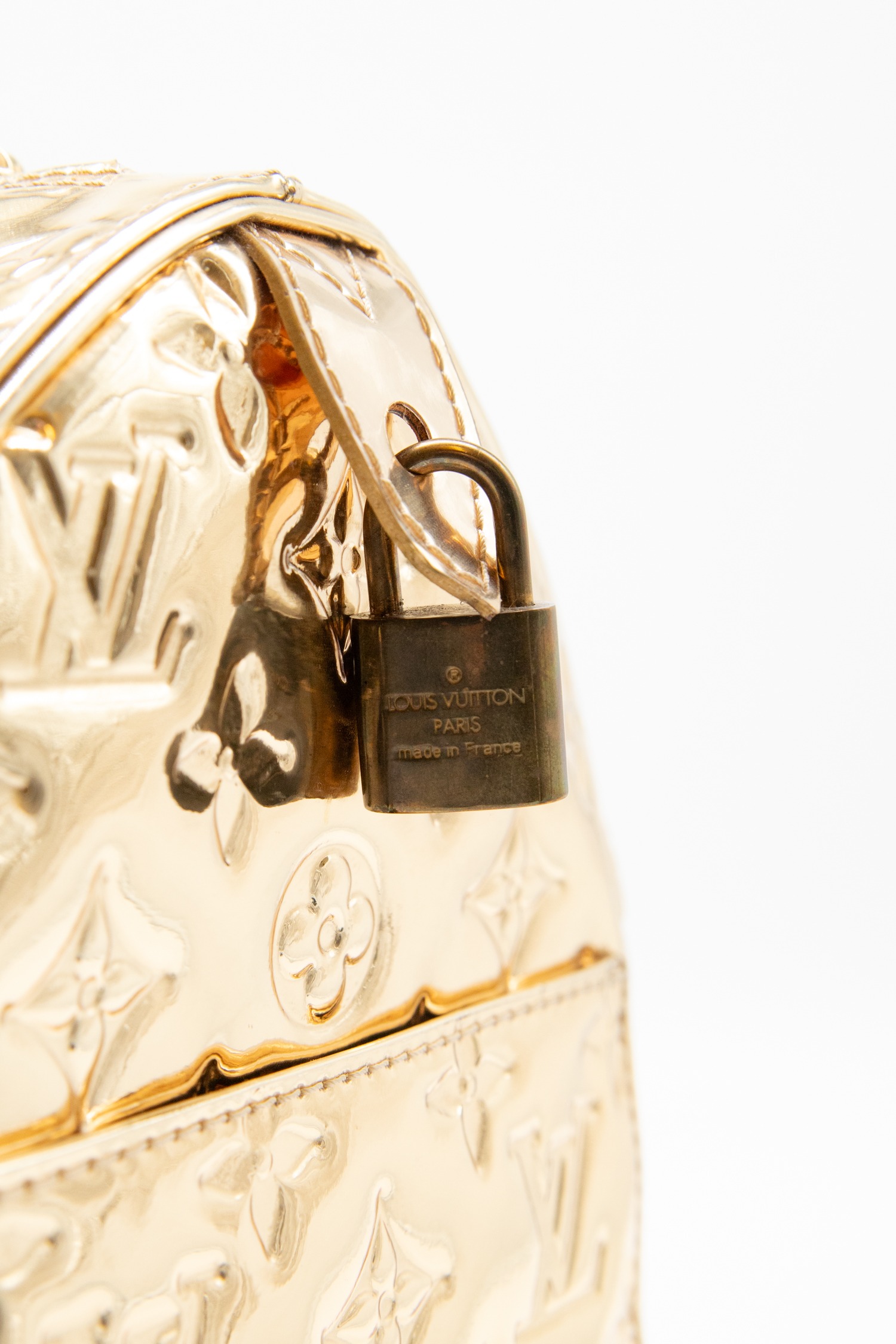 Vintage Louis Vuitton "Speedy Monogramm Miroir" Tasche in Gold