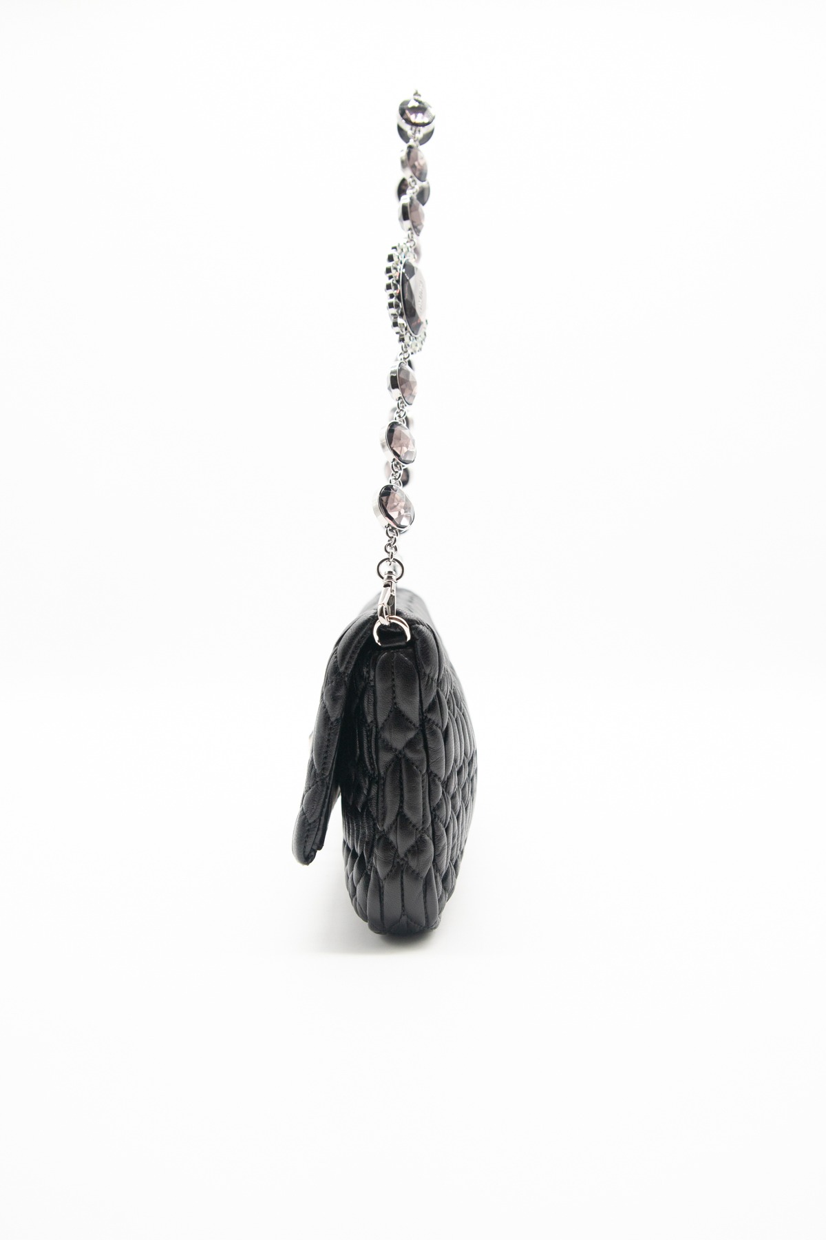 Miu Miu "Matelasse Nappa Crystal" Schultertasche in Schwarz