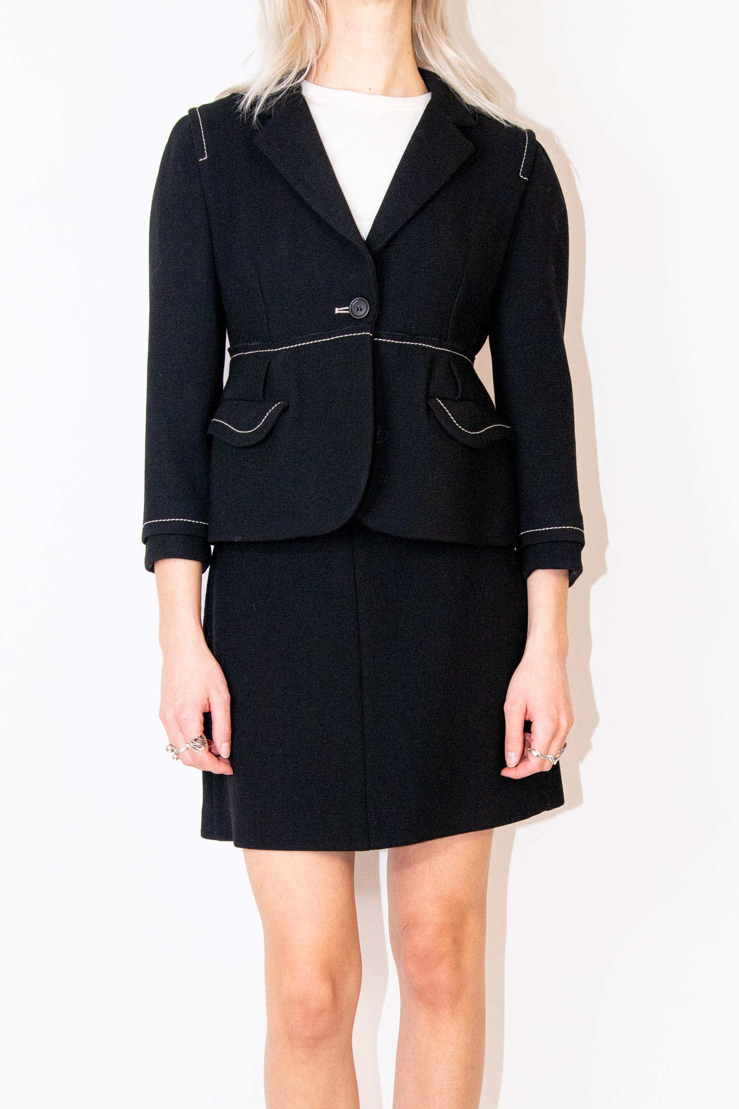 Vintage Miu Miu Kostüm mit Ziernaht in Schwarz