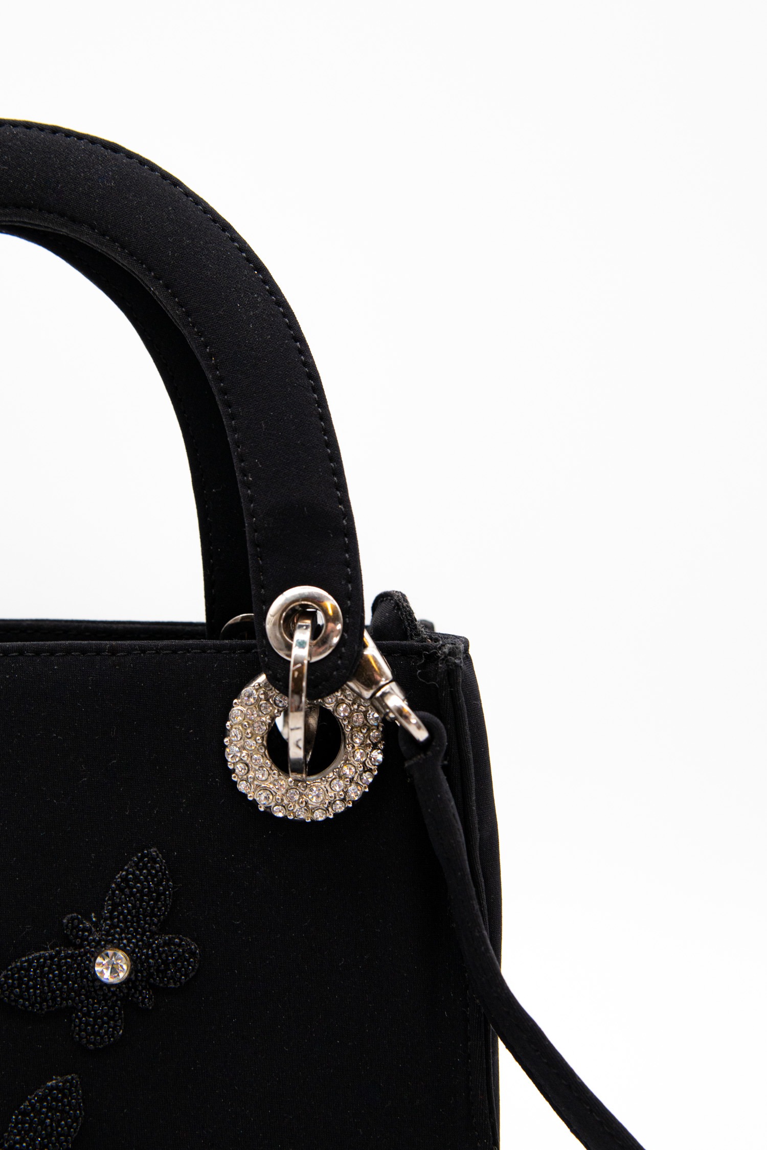 Vintage Pensato Handtasche mit Perlen und Strass in Schwarz