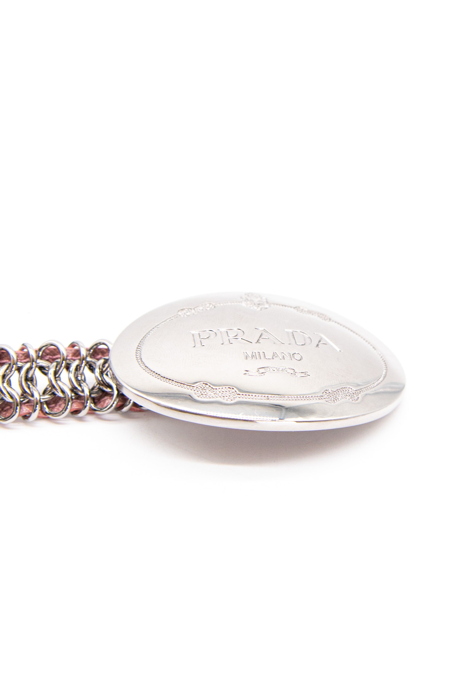 Vintage Prada Kettengürtel in Silber und Rosa