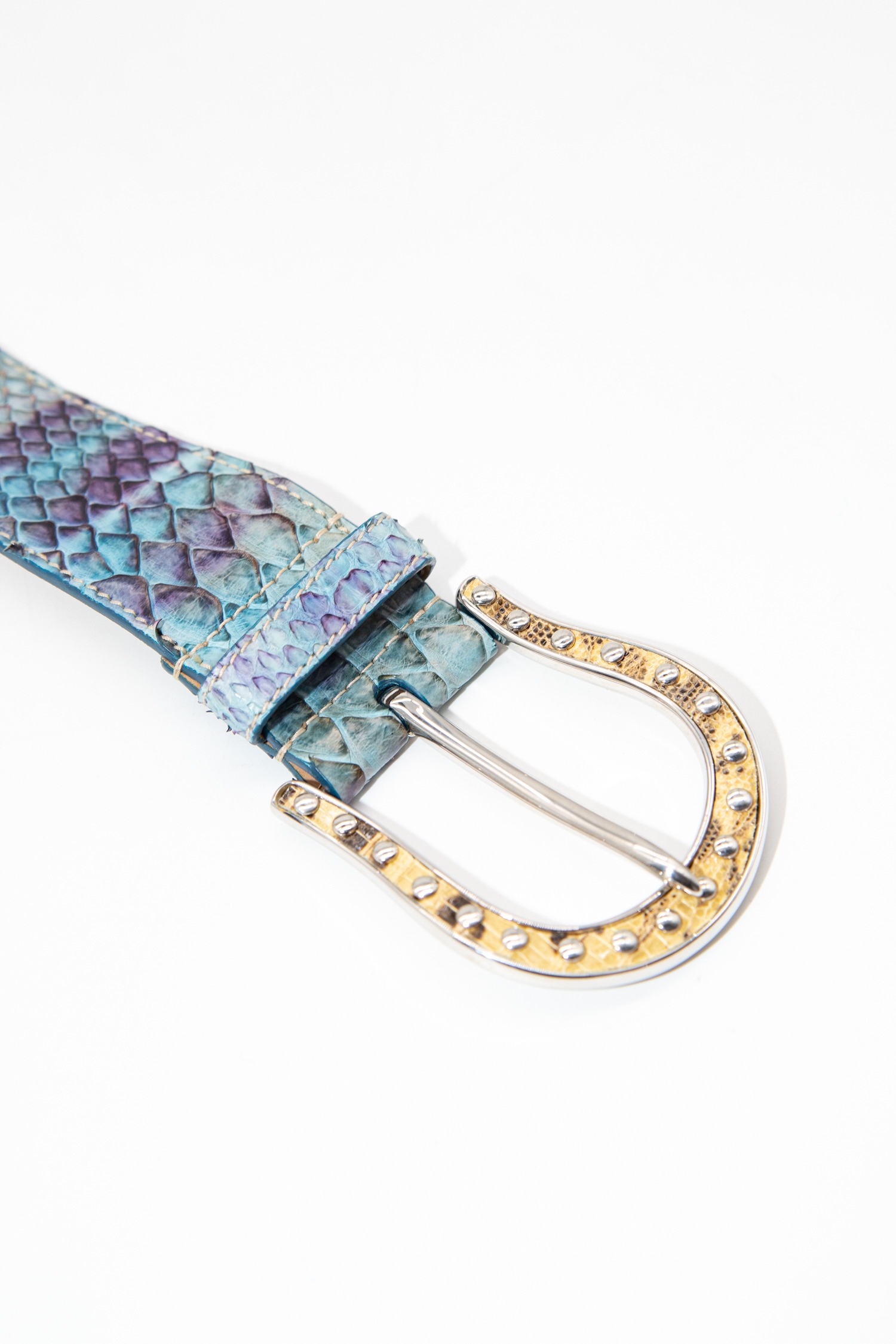 Prada Vintage Gürtel in Python-Optik in Blau und Lila