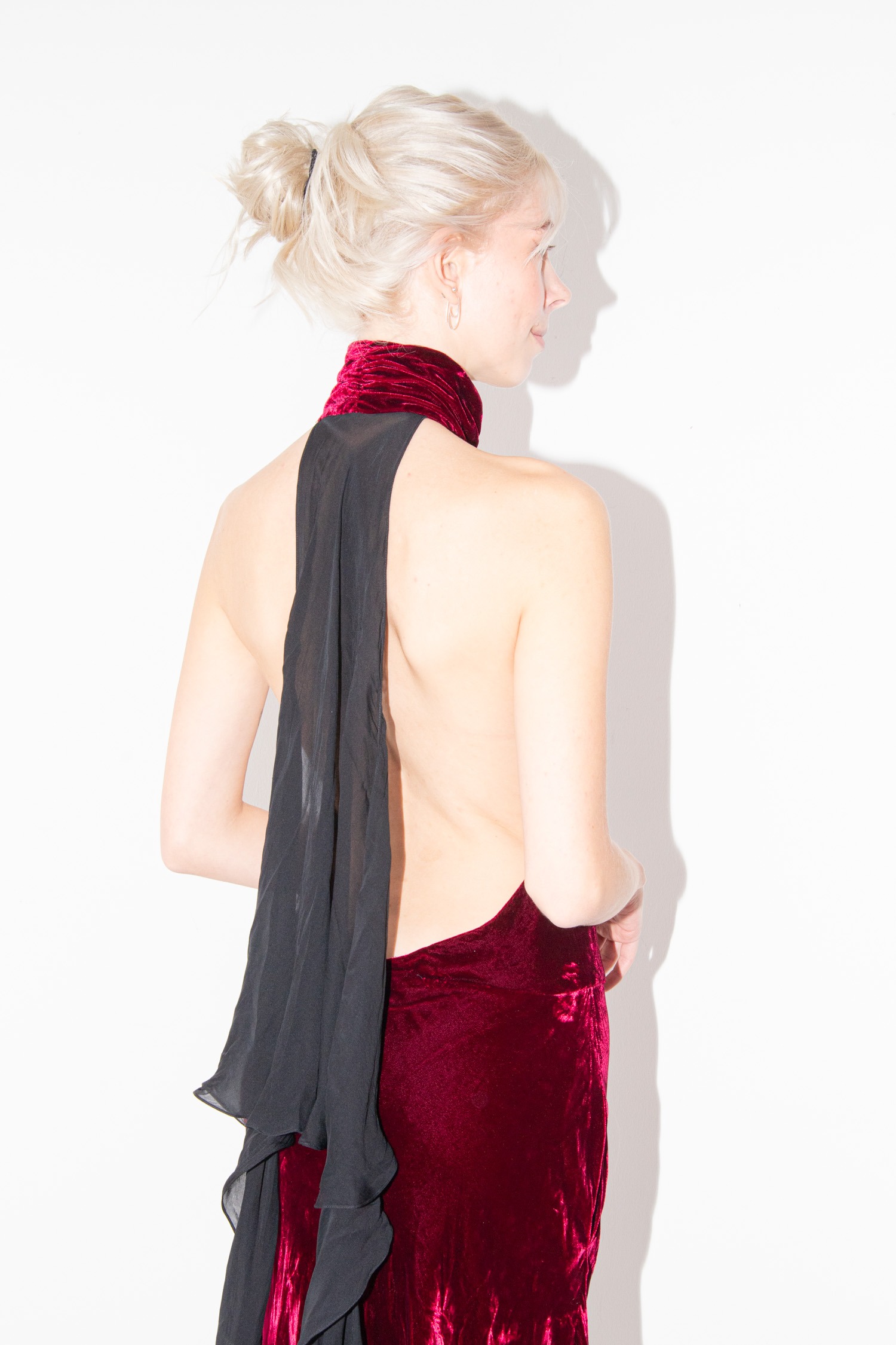 Vintage Roberto Cavalli Samtkleid in Dunkelrot