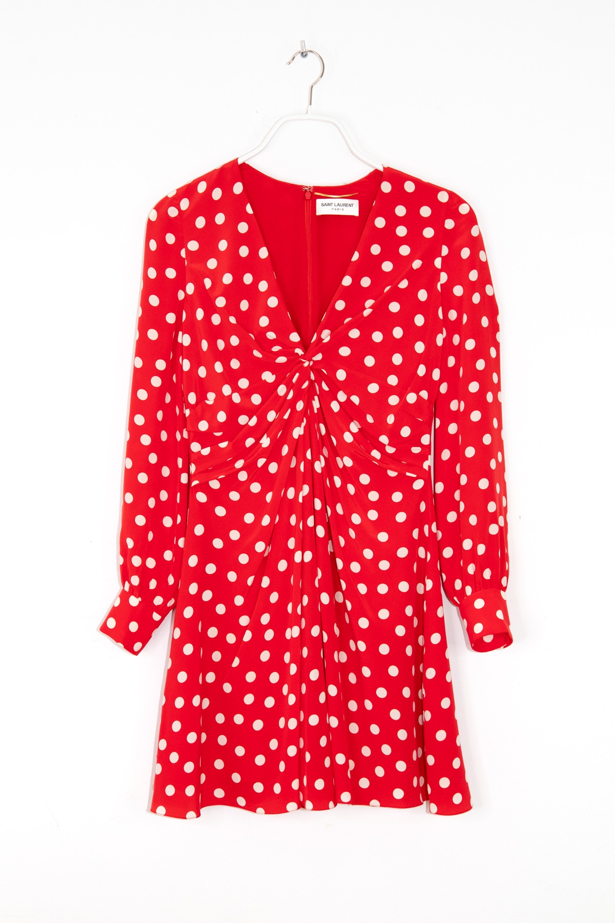 Saint Laurent Vintage Minikleid mit Punkten in Rot und Ecru