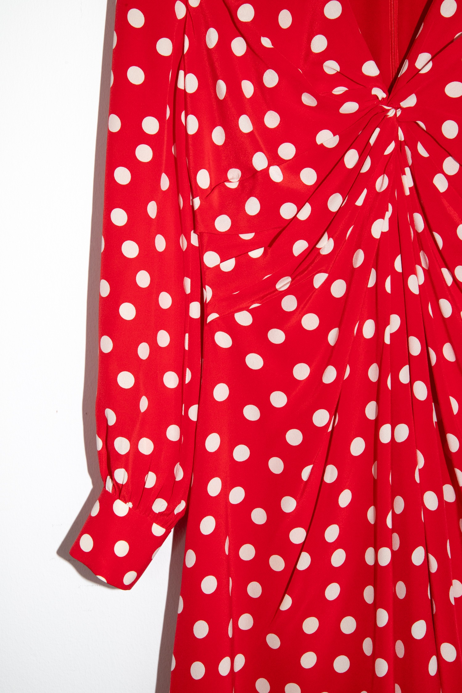 Saint Laurent Vinatge Minikleid mit Punkten in Rot und Ecru