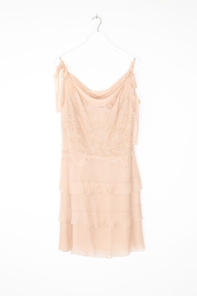 Valentino Vintage Minikleid mit Spitze und Volants in Altrosa