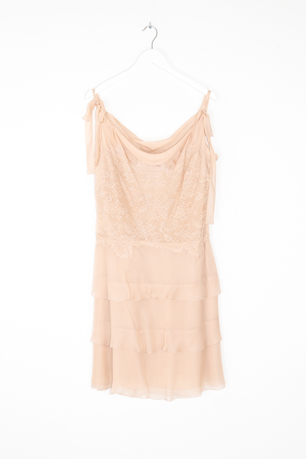 Valentino Vintage Minikleid mit Spitze und Volants in Altrosa