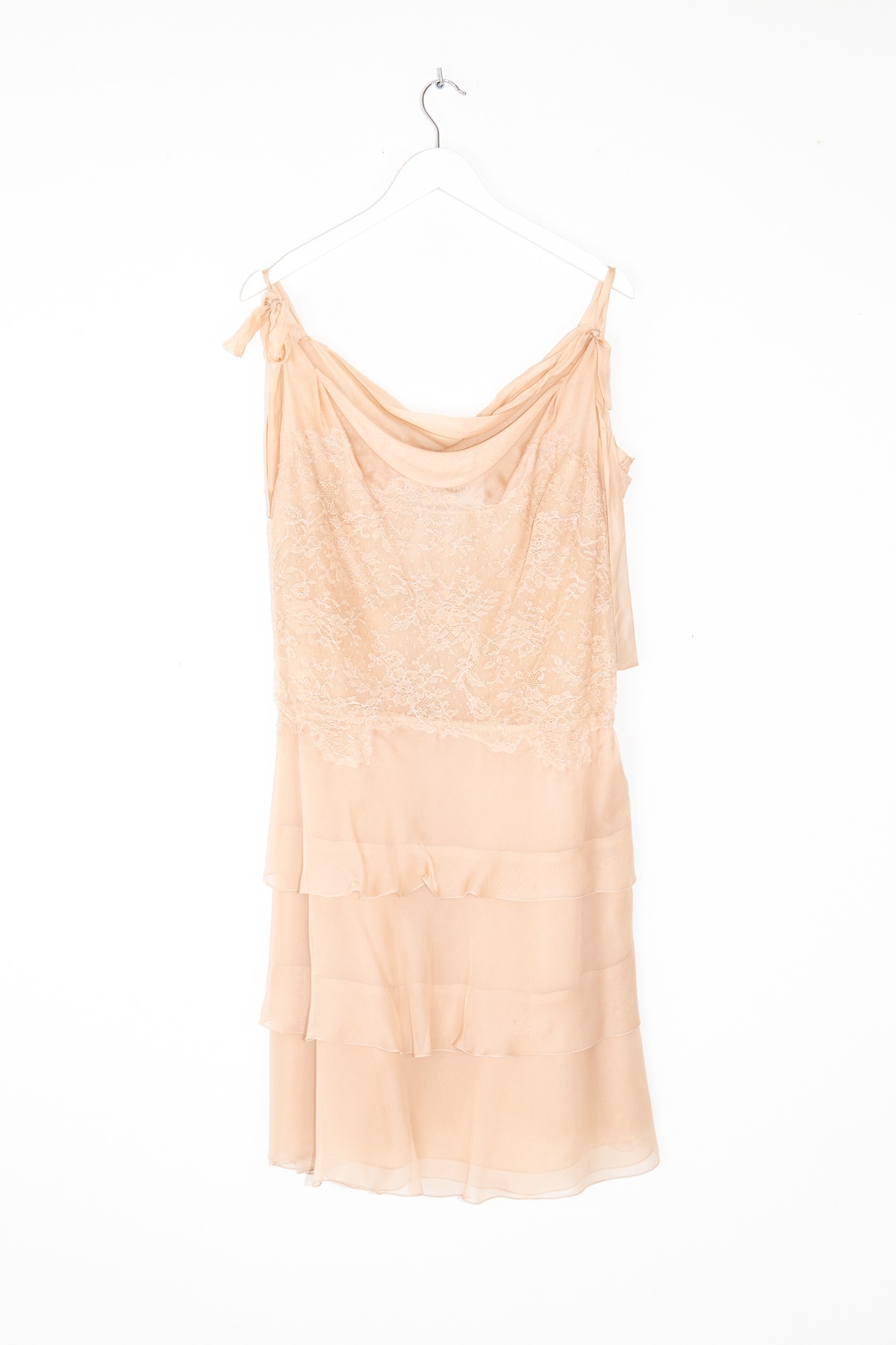 Valentino Vintage Minikleid mit Spitze und Volants in Altrosa
