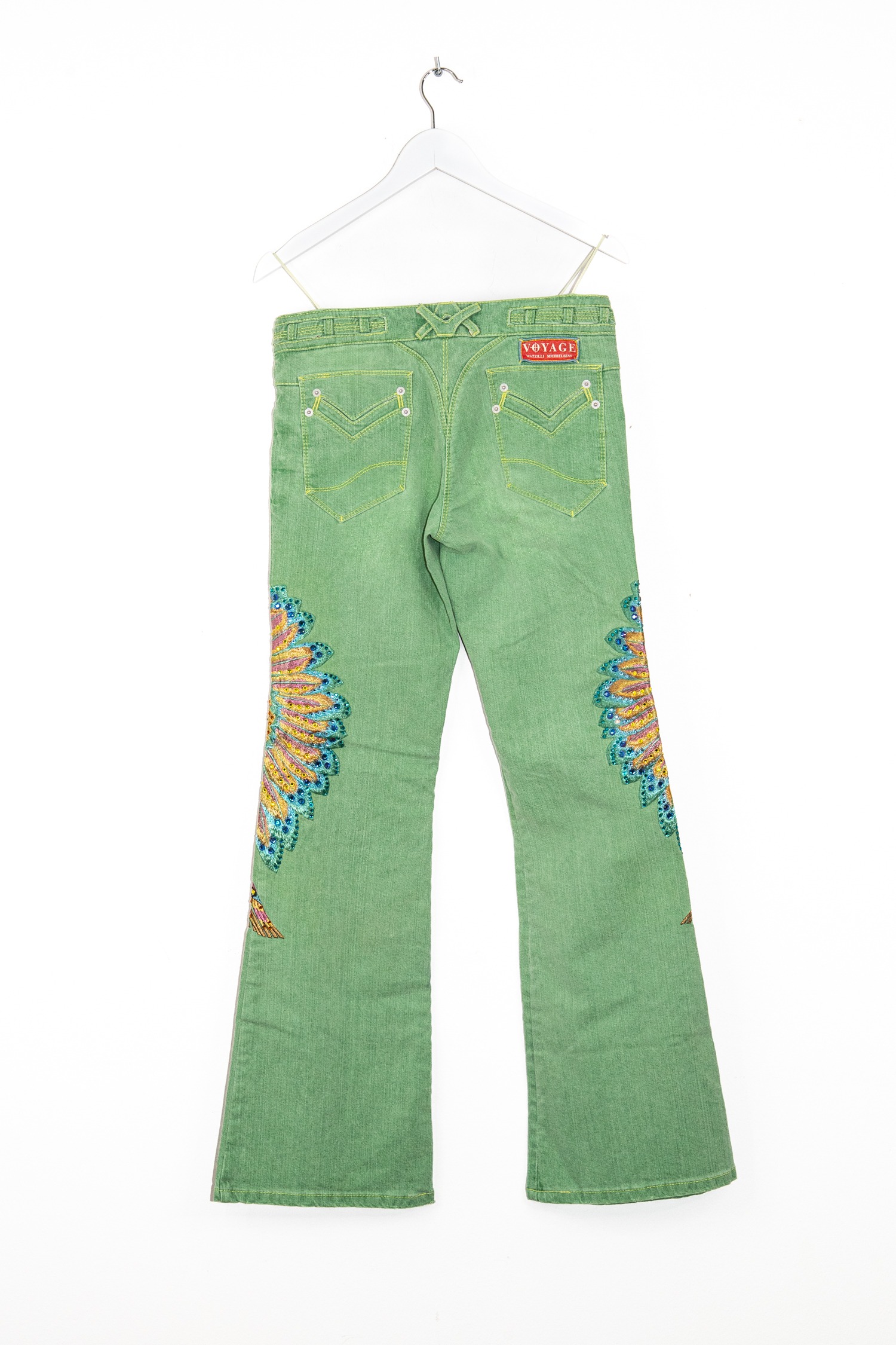 Voyage Vintage Jeans mit Pailletten in Grün und Bunt