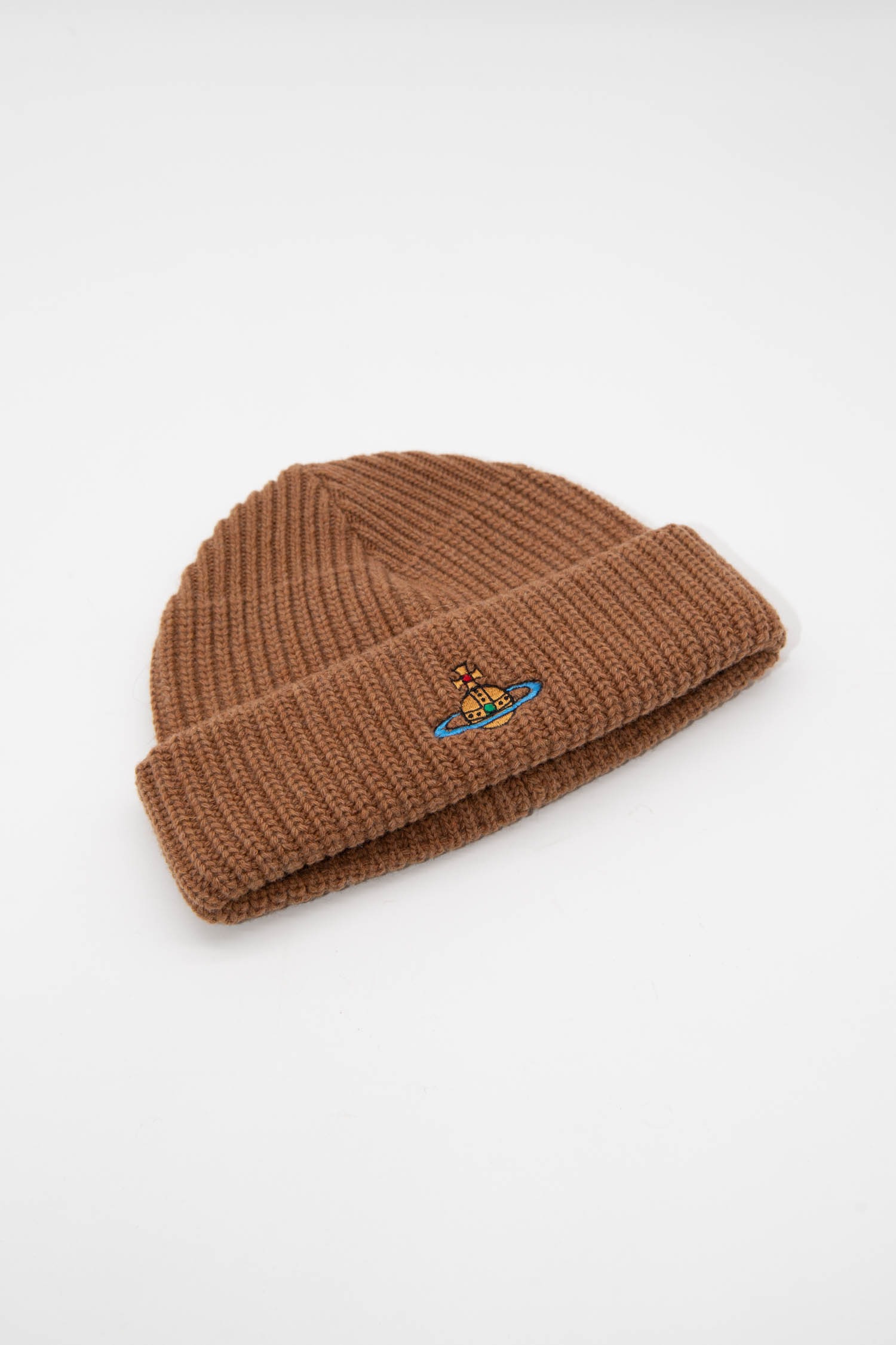 Vivienne Westwood "Knitted Sporty Beanie" in Camel